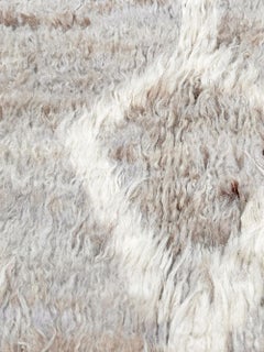 Neutral Minimalistic Shag Rug • Contemporary Organic Handmade Wool Rug, 9×12