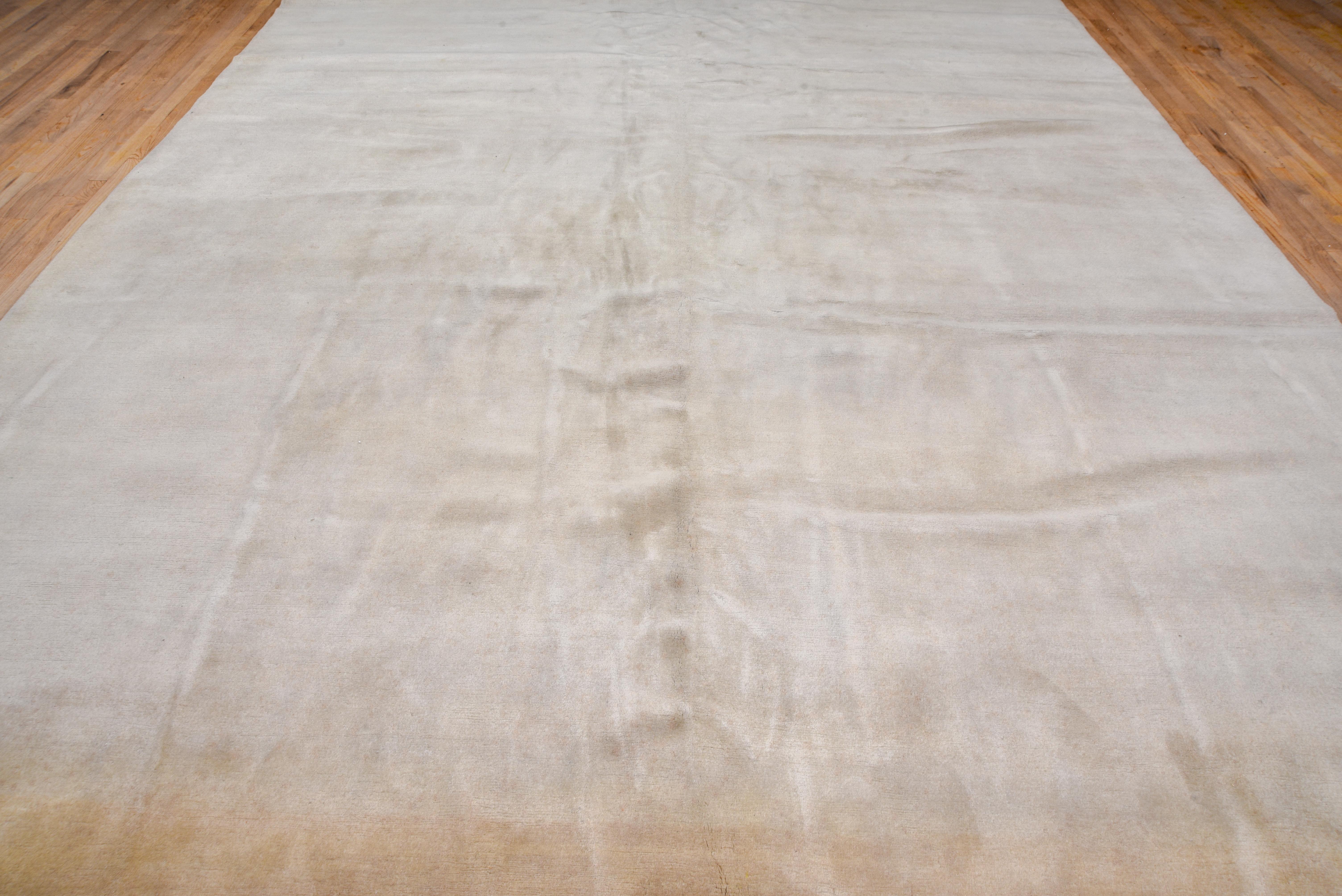 Hand-Knotted Neutral Modern Tibetan Carpet, Oversized, Silky Pile, Subdued and Contemporary For Sale