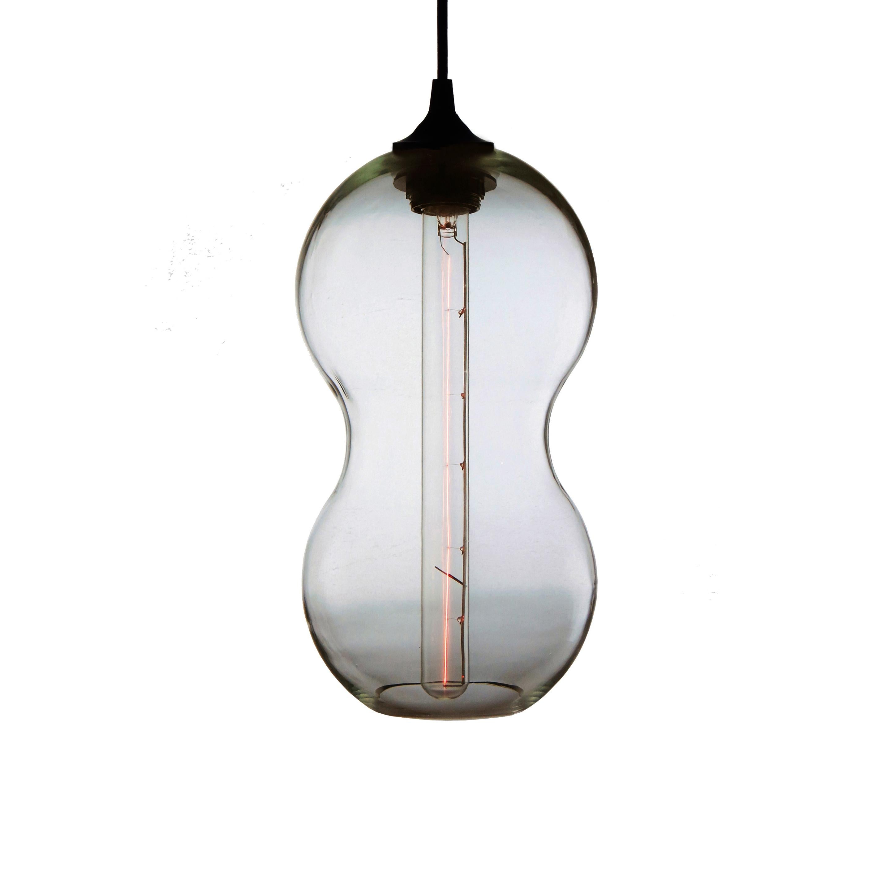 Neutral Olive Contemporary Organic Architectural Hand Blown Pendant Lamp For Sale 2