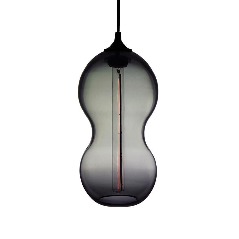 Hand-Crafted Neutral Olive Contemporary Organic Architectural Hand Blown Pendant Lamp For Sale