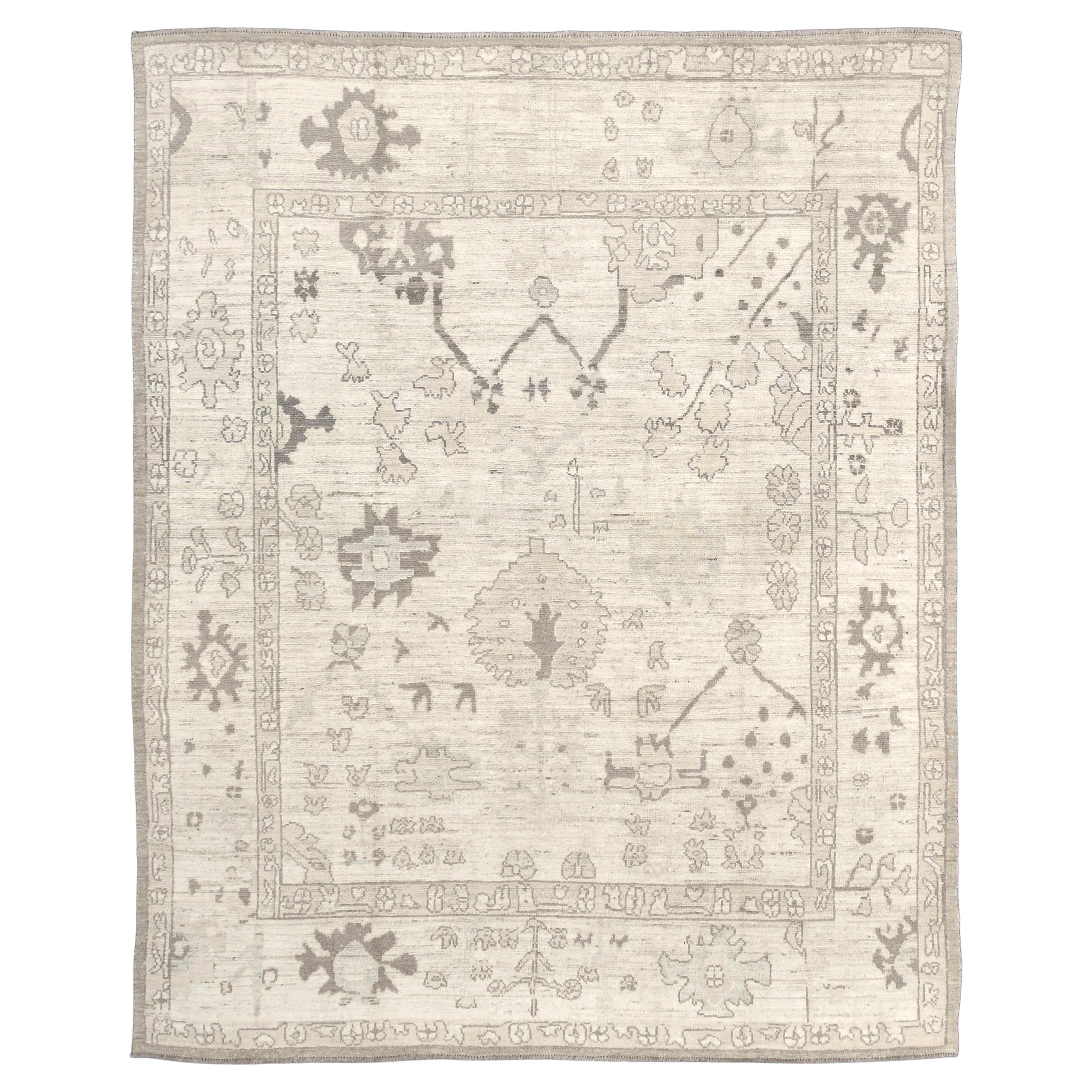 Neutral Oushak Wool Rug 8'3''x10'3''