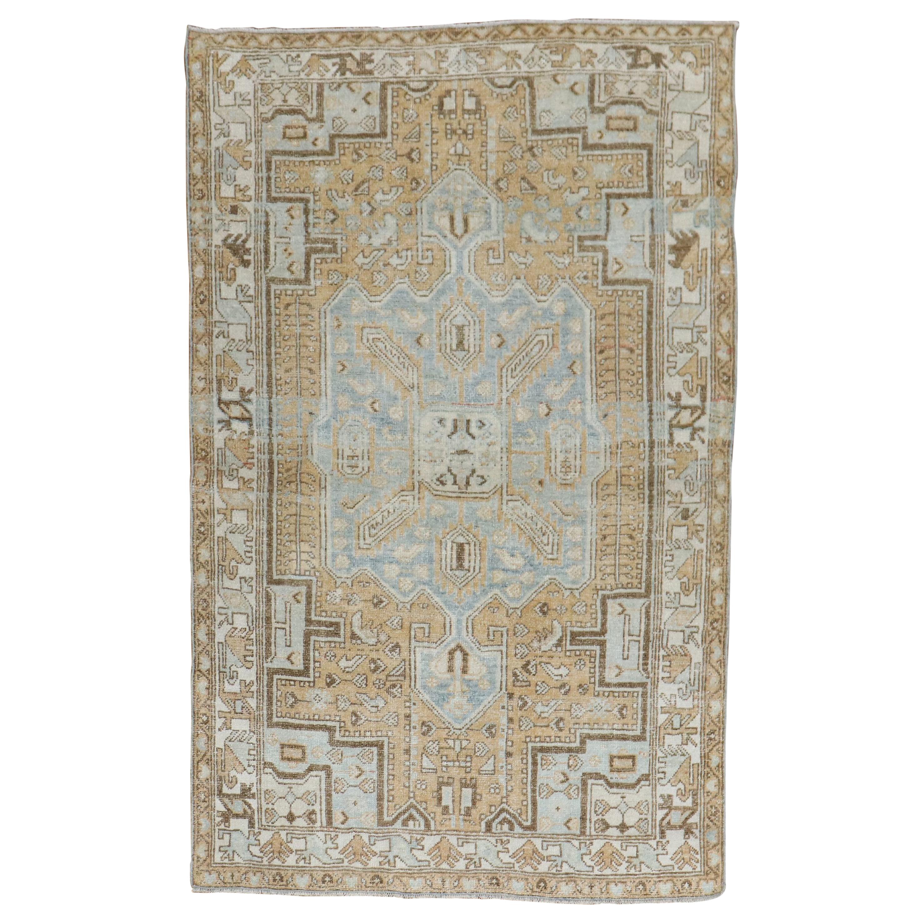 Neutral Persian Accent Size Vintage Rug