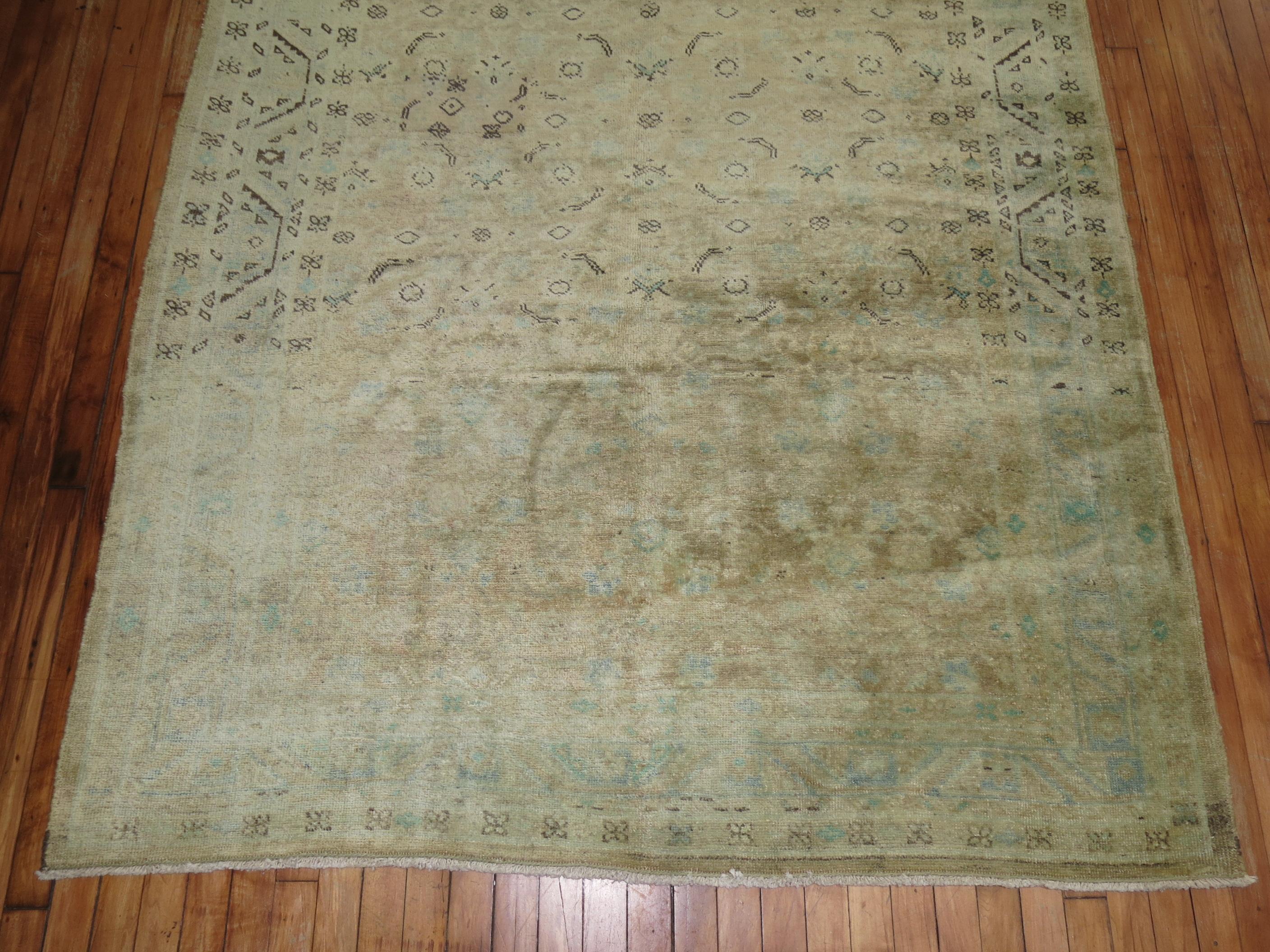 Malayer Neutral Persian Gallery Size Rug For Sale