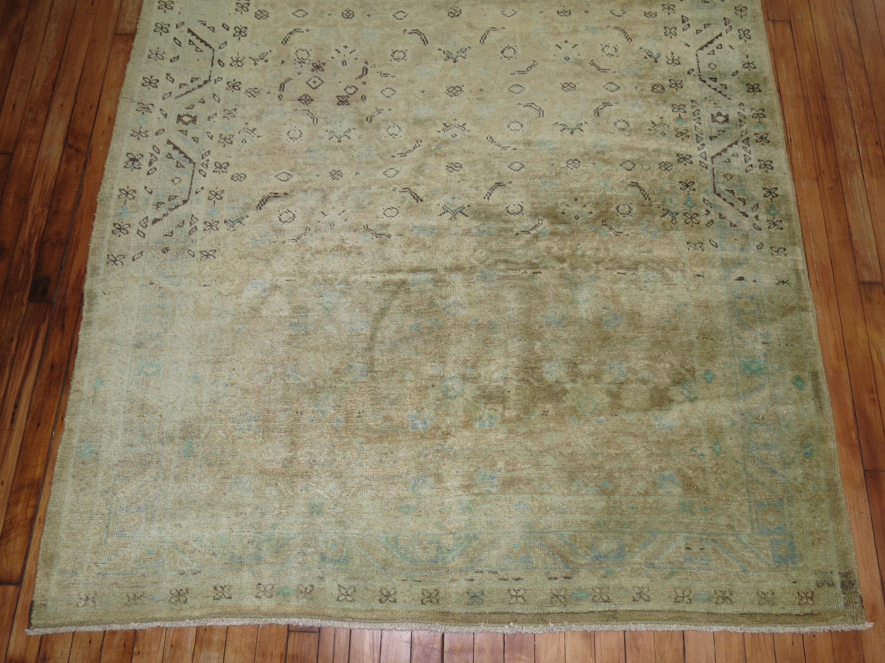 Neutral Persian Gallery Size Rug For Sale 1