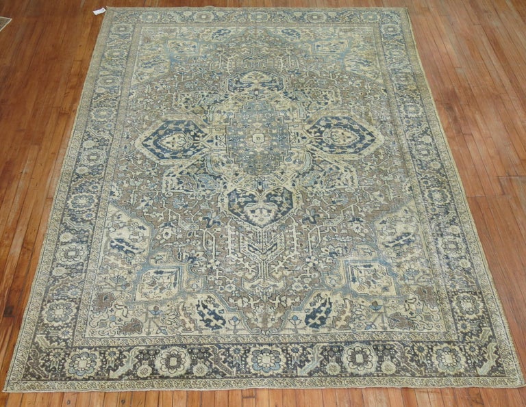 Neutral Persian Heriz Rug at 1stDibs