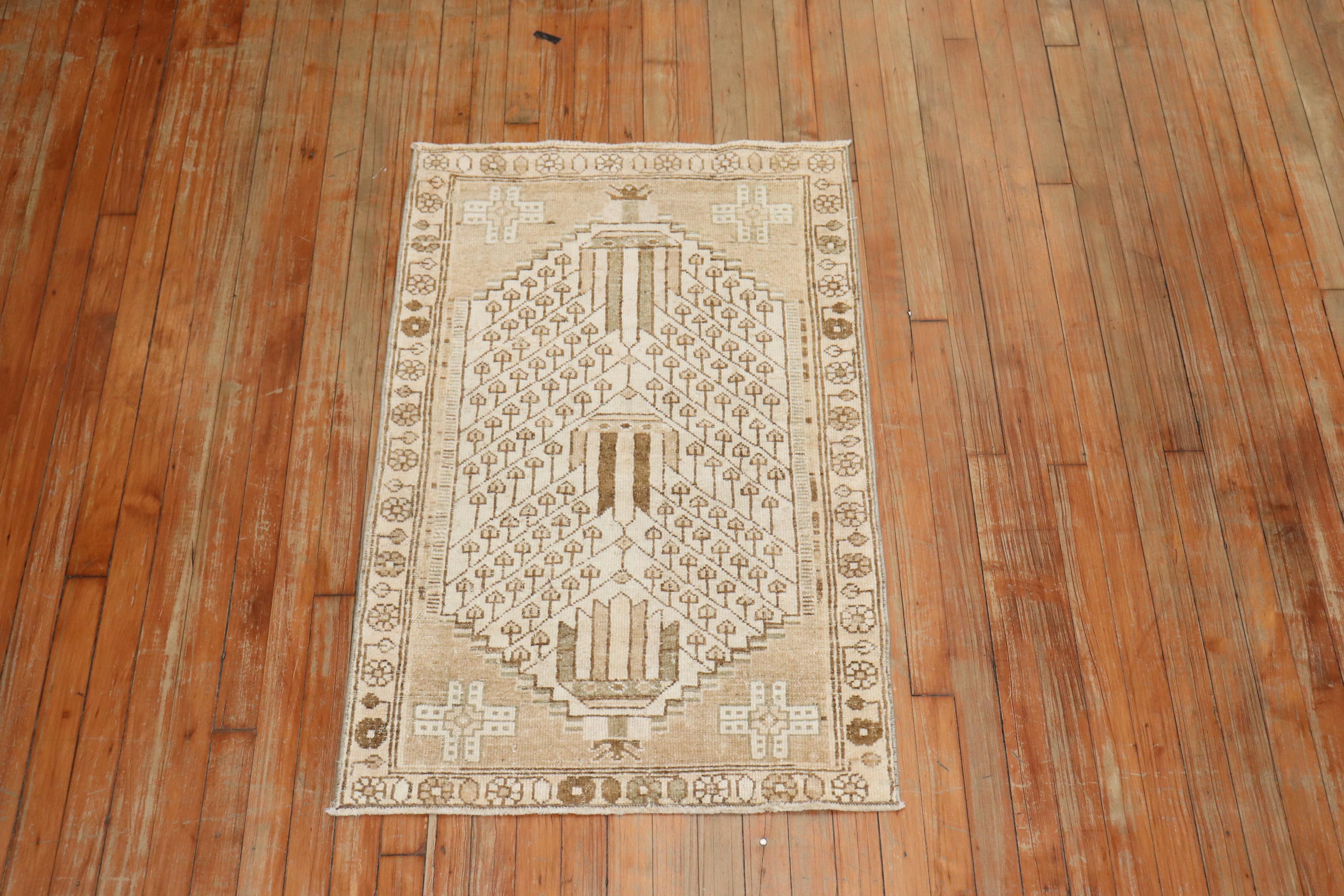 Industrial Neutral Persian Malayer Rug For Sale