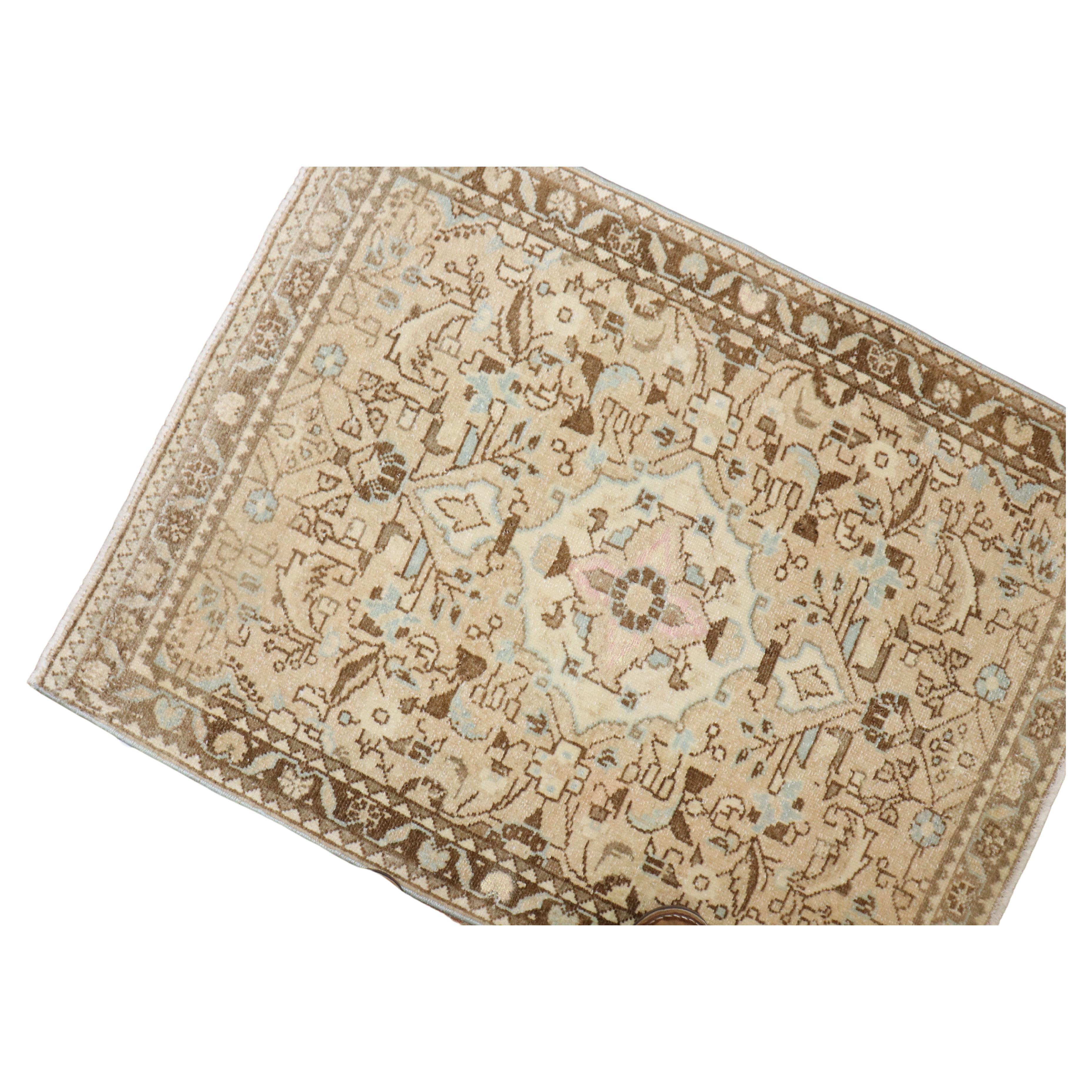 Mid 20th century Neutral Color Persian Sarouk Mini size rug

Measures: 2'3'' x 2'11''.