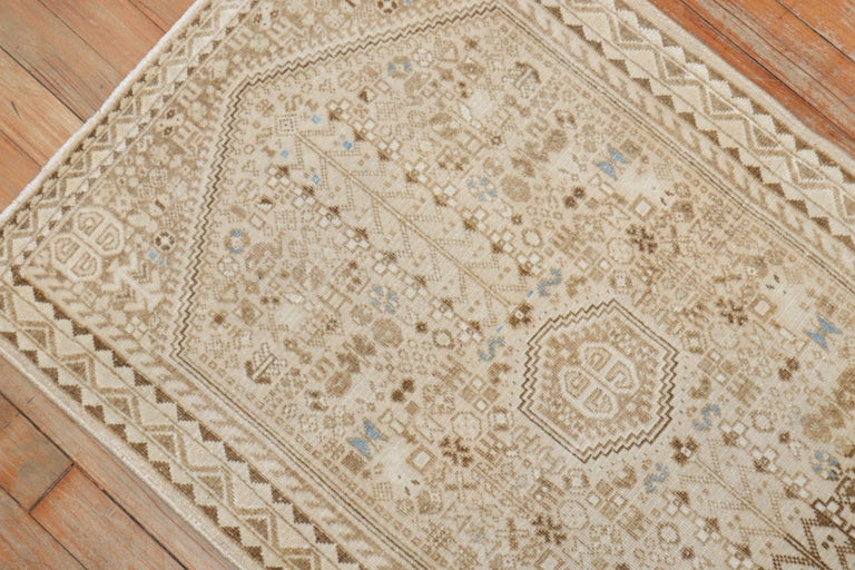 Neutral Persian Small Mini Rug For Sale at 1stDibs