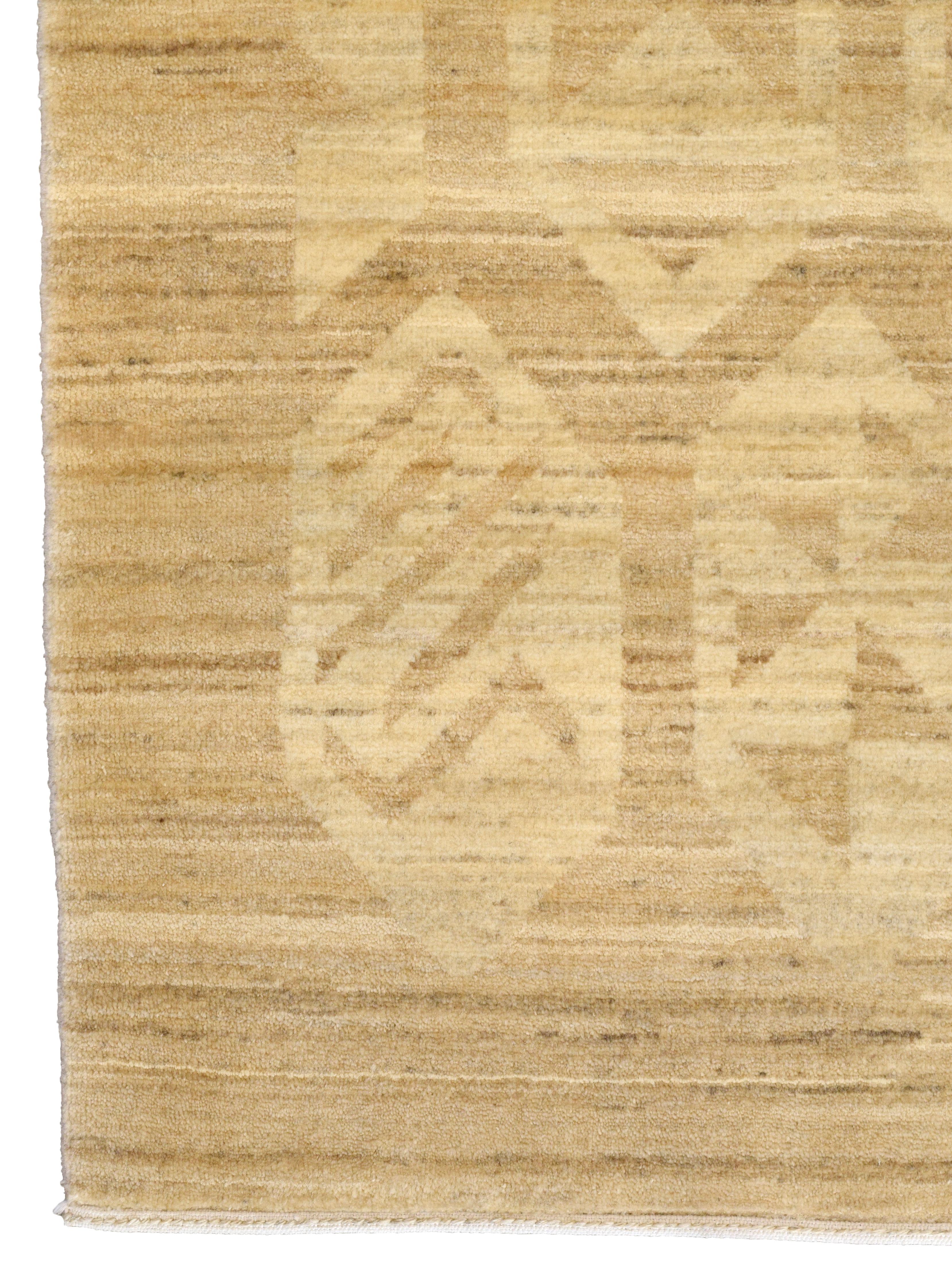 Hand-Woven Neutral Persian Wool Rug, Contemporary Minimalist Tribal Geometric Design, 4x6 For Sale