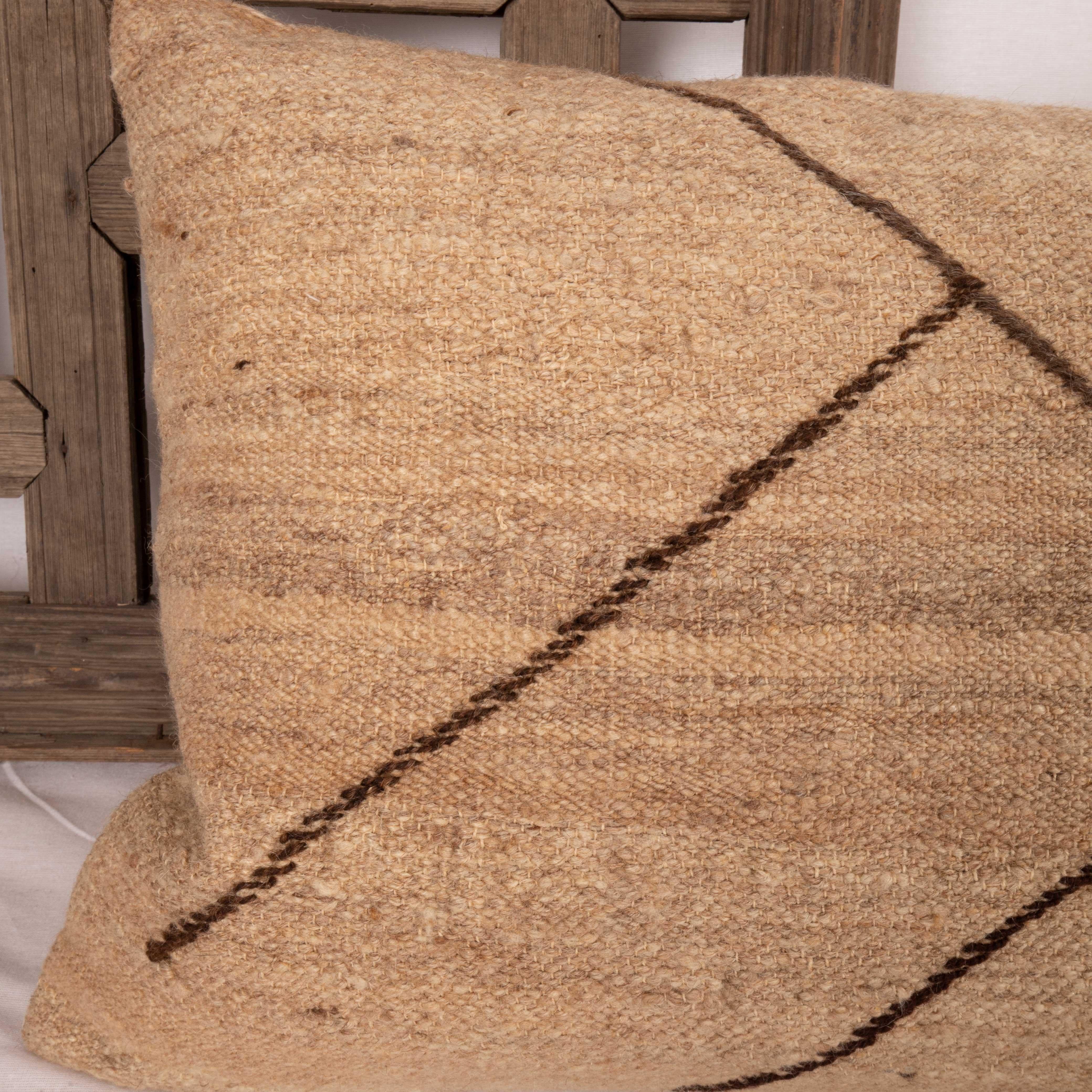 Kilim Neutral Pillow Case Made from a Vintage Wool Cover, Mid 20th C For Sale
