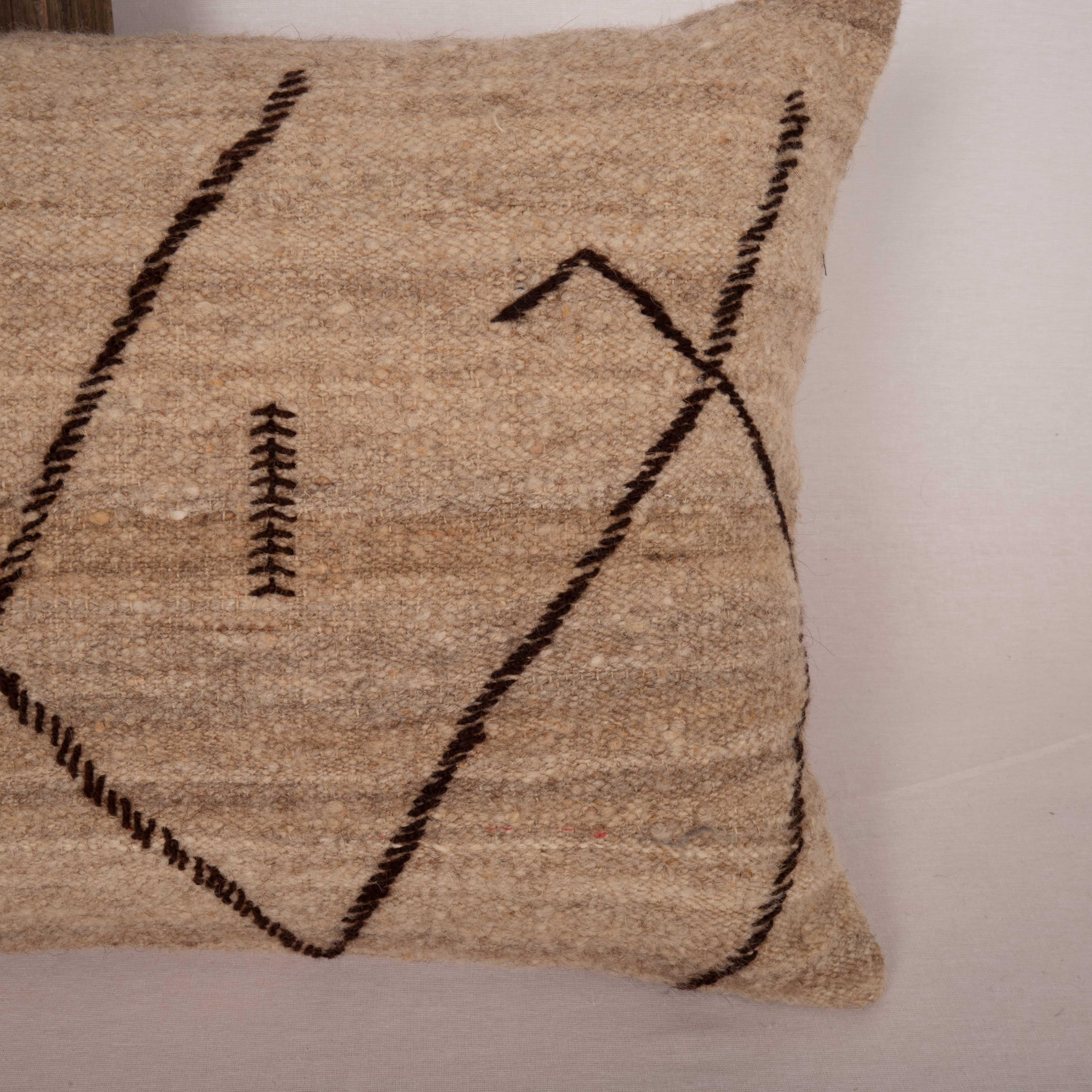 Turkish Neutral Pillow Case Made from a Vintage Wool Cover, Mid 20th C For Sale