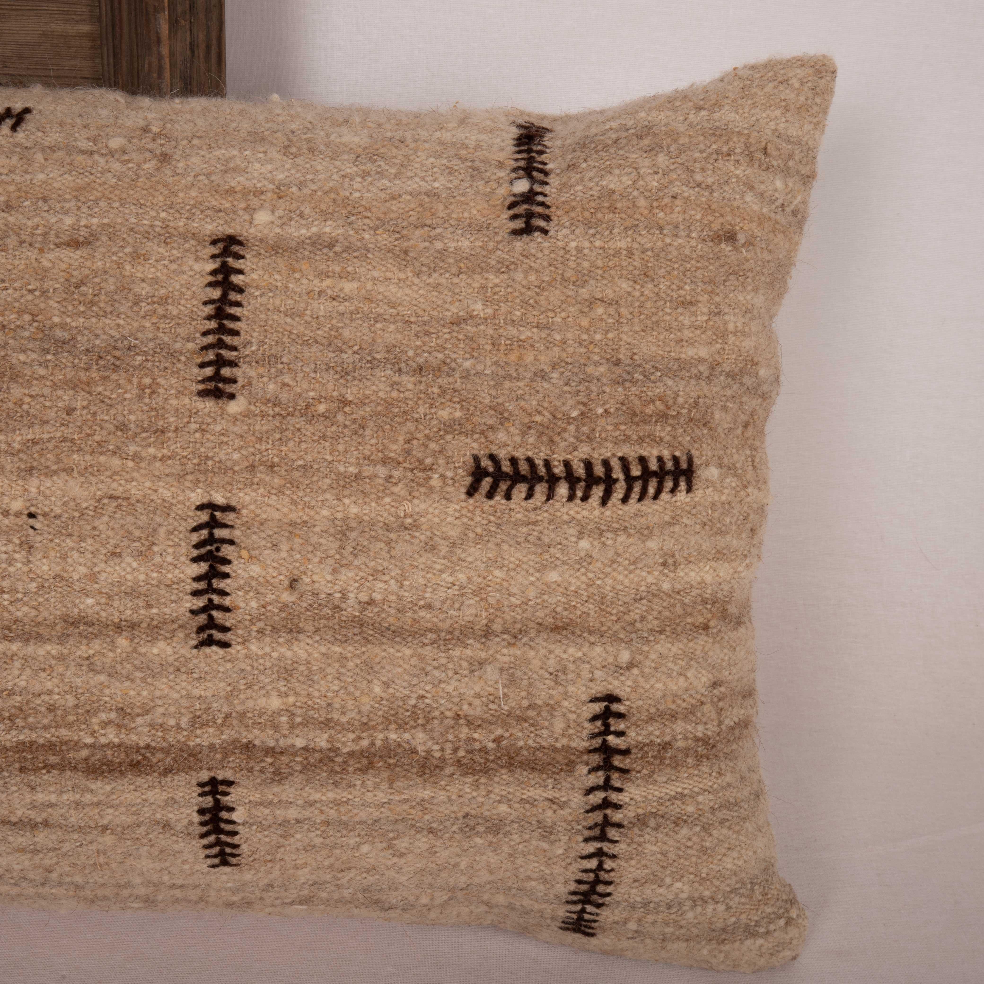 Turkish Neutral Pillow Case Made from a Vintage Wool Cover, Mid 20th C For Sale