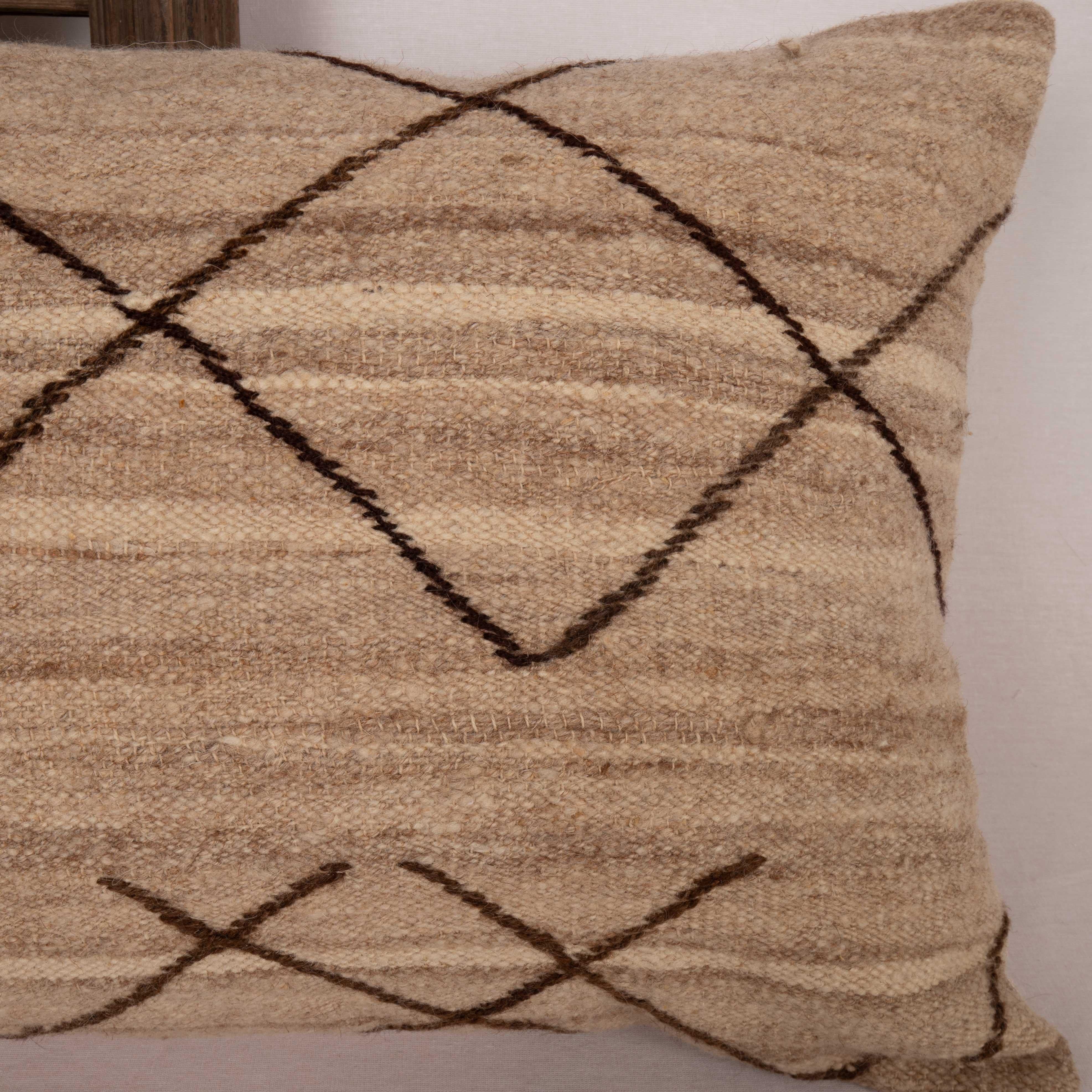 Turkish Neutral Pillow Case Made from a Vintage Wool Cover, Mid-20th C For Sale