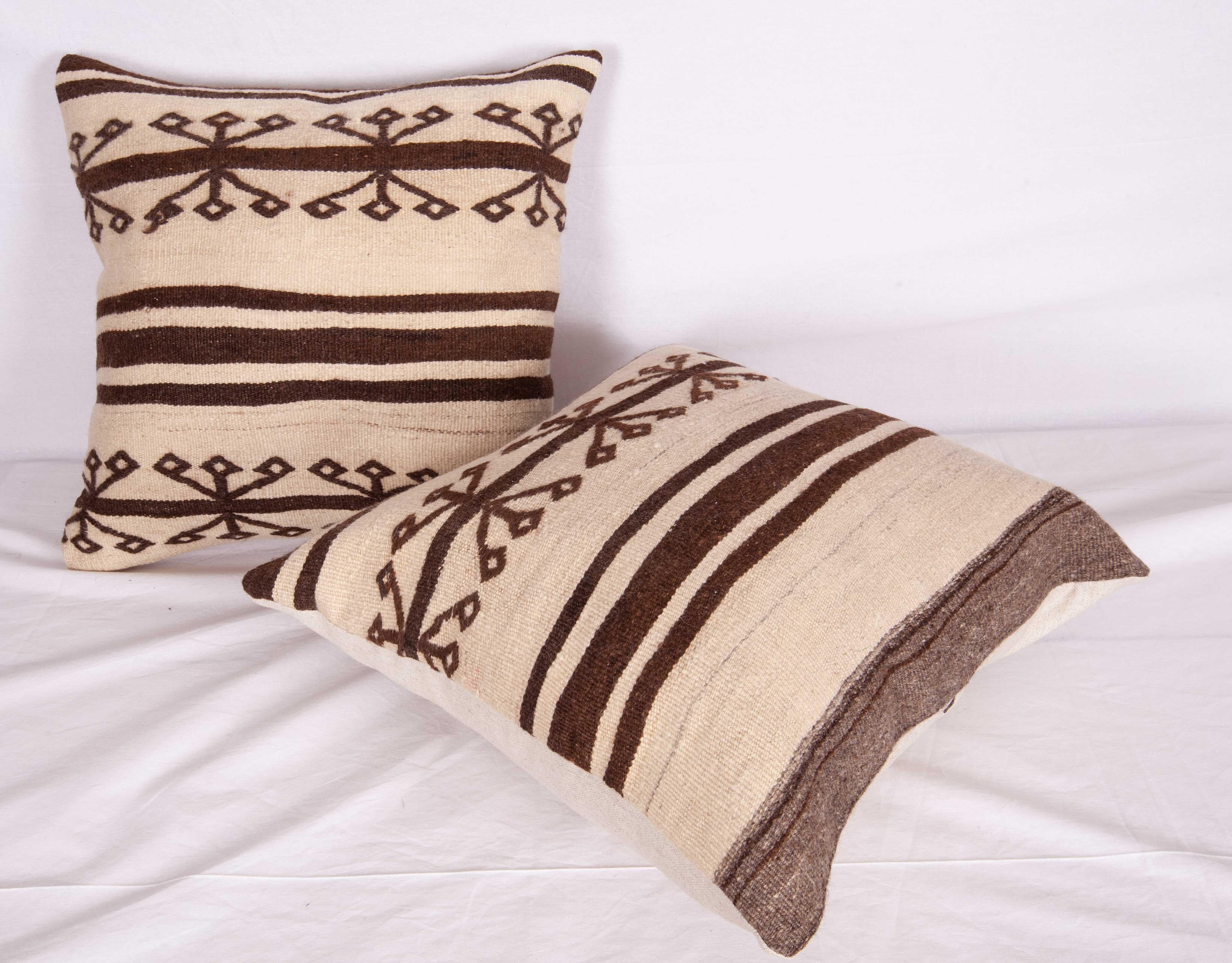 Neutral Pillow Cases Fashioned from a Mid-20th Century Anatolian Kilim In Good Condition In Istanbul, TR