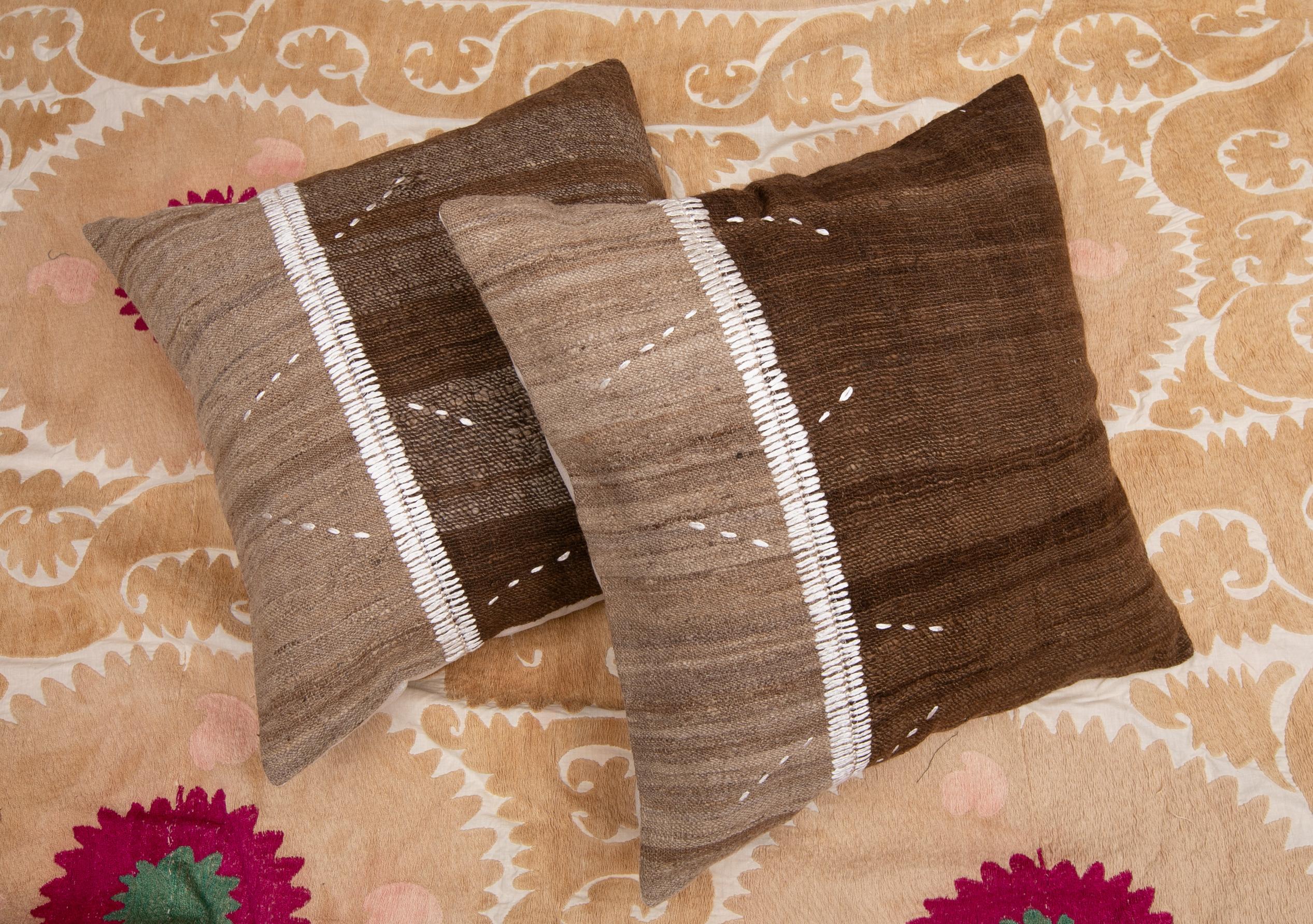 Neutral Pillowcases Made from an Anatolian Vintage Cover, Mid-20th Century 3