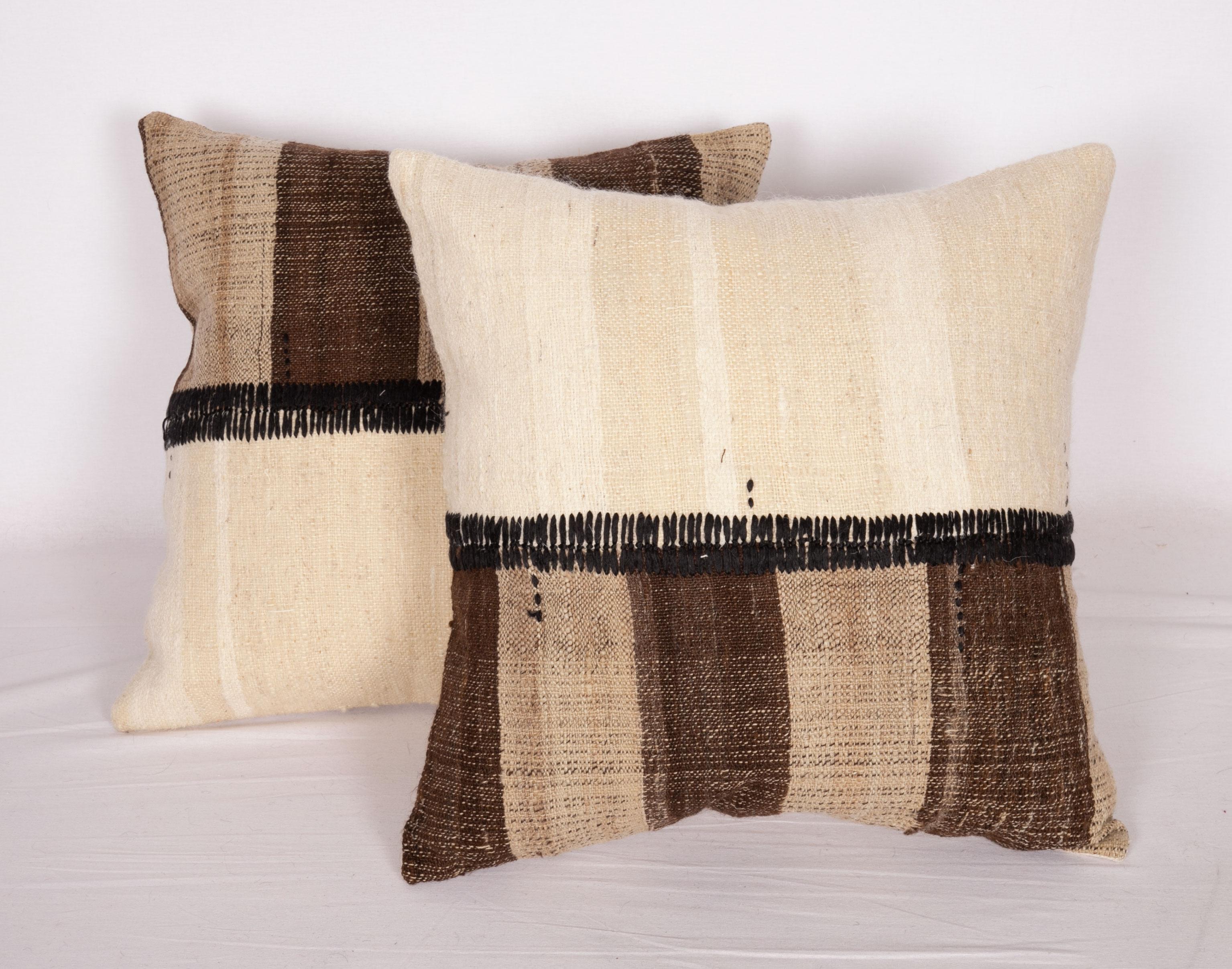 Kilim Neutral Pillowcases Made from an Anatolian Vintage Cover, Mid-20th Century For Sale