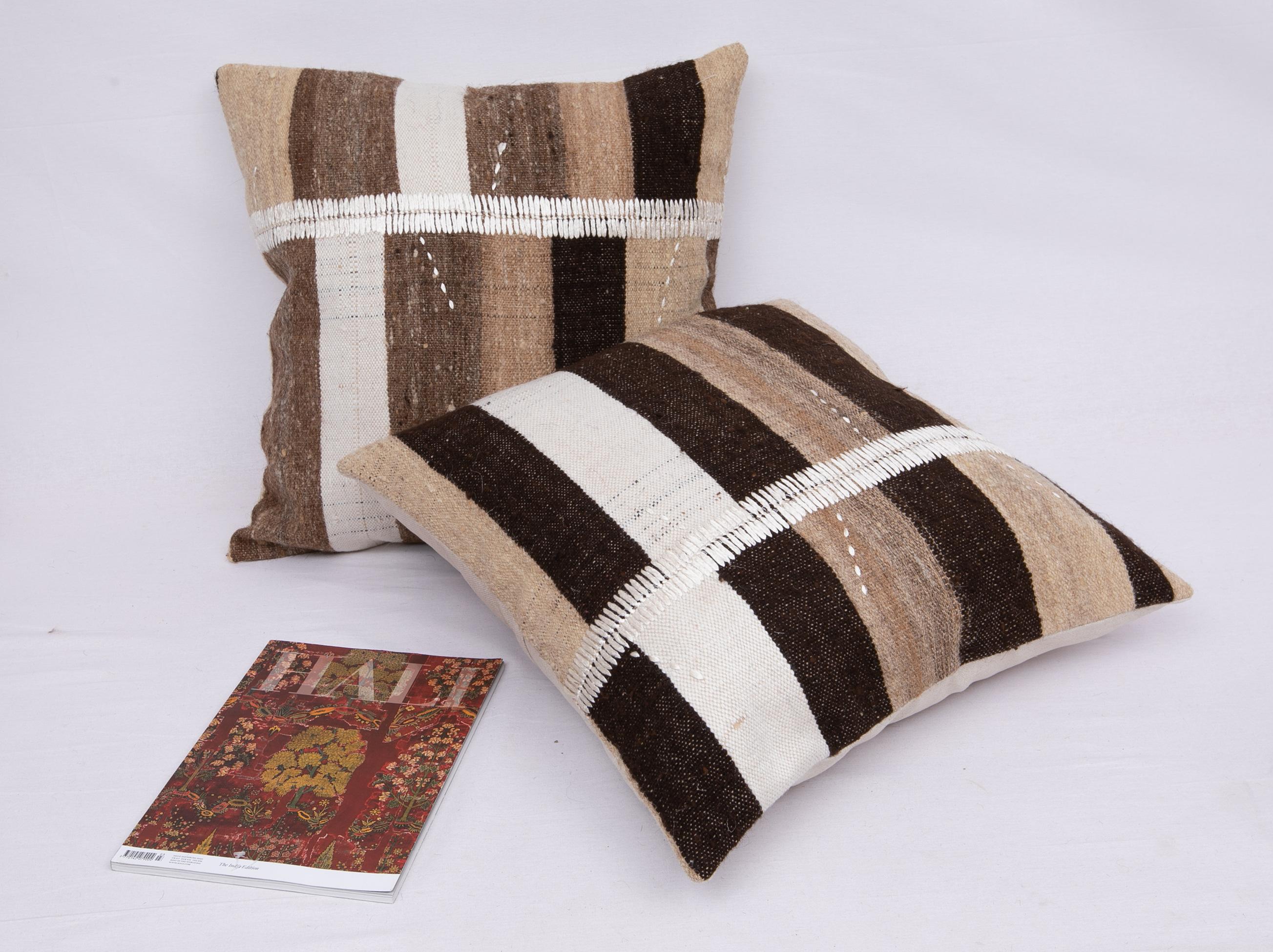 Turkish Neutral Pillowcases Made from an Anatolian Vintage Cover, Mid-20th Century