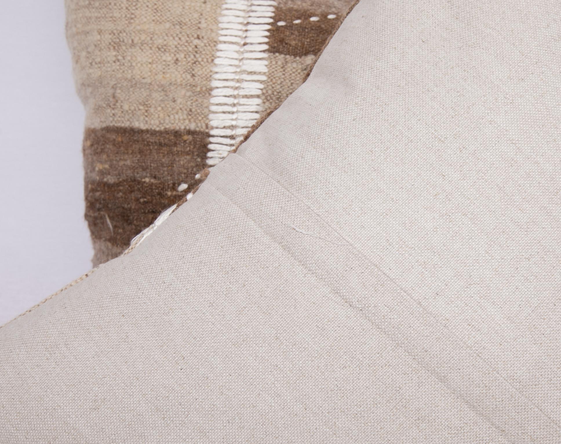 Hand-Woven Neutral Pillowcases Made from an Anatolian Vintage Cover, Mid-20th Century