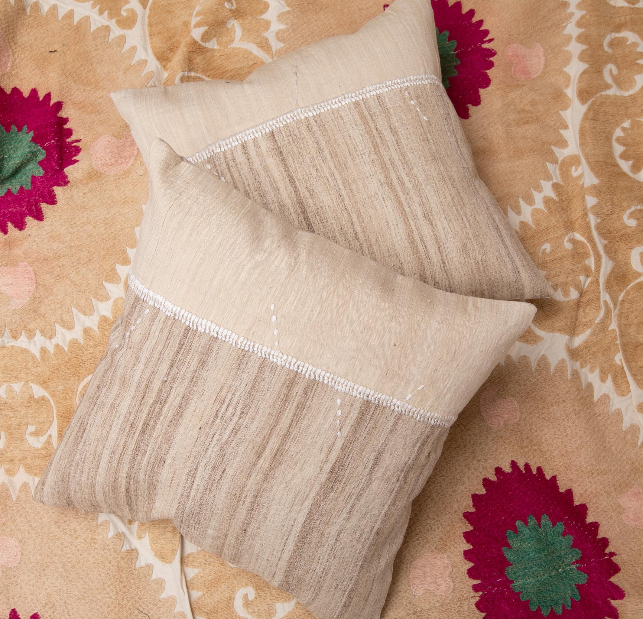 Neutral Pillowcases Made from an Anatolian Vintage Cover, Mid-20th Century In Good Condition In Istanbul, TR