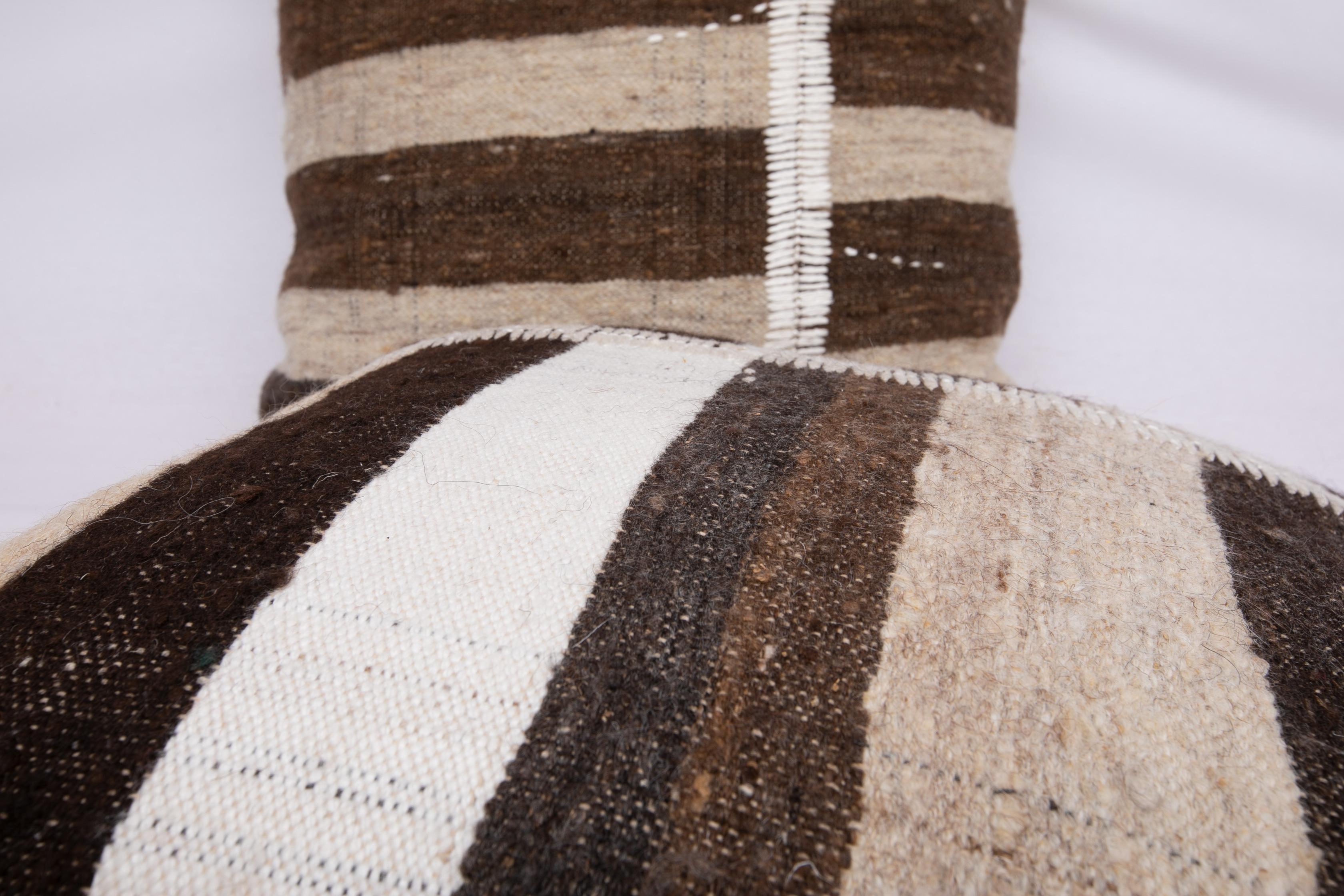 Wool Neutral Pillowcases Made from an Anatolian Vintage Cover, Mid-20th Century For Sale
