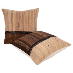 Neutral Pillowcases Made from an Anatolian Vintage Cover, Mid-20th Century