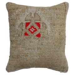 Neutral Pop of Red Turkish Rug Pillow