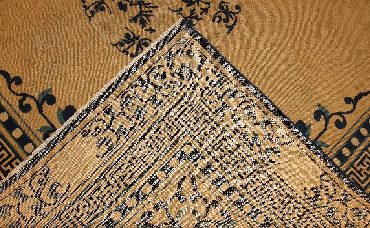 Hand-Knotted Neutral Quite Decorative Beautiful Antique Chinese Design Rug 13'10