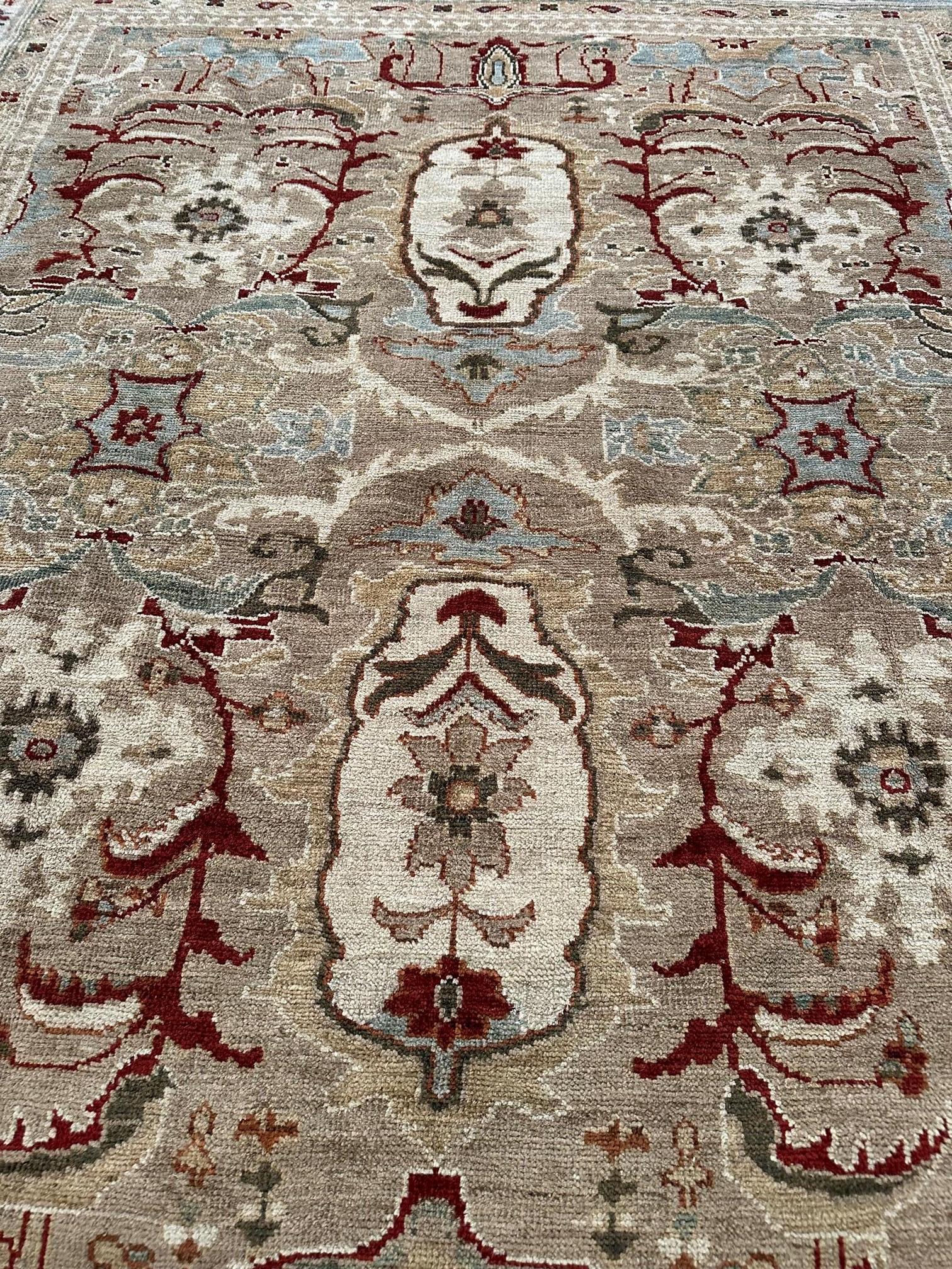 Contemporary Neutral Sultanabad Wool Area Rug from Turkey For Sale