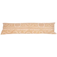 Neutral Suzani Lumbar Pillow Case Made from a Mid-20th Century Suzani