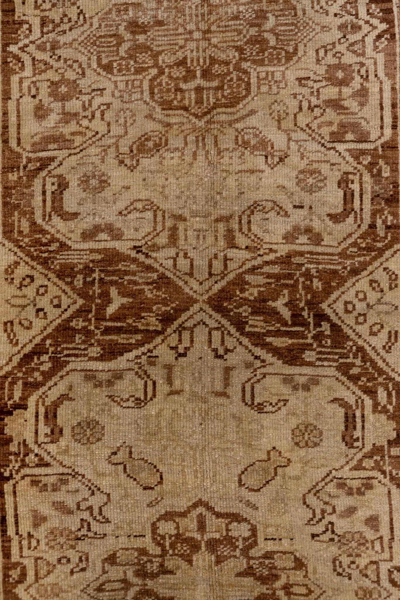 20th Century Neutral Tan Oushak Antique Runner For Sale