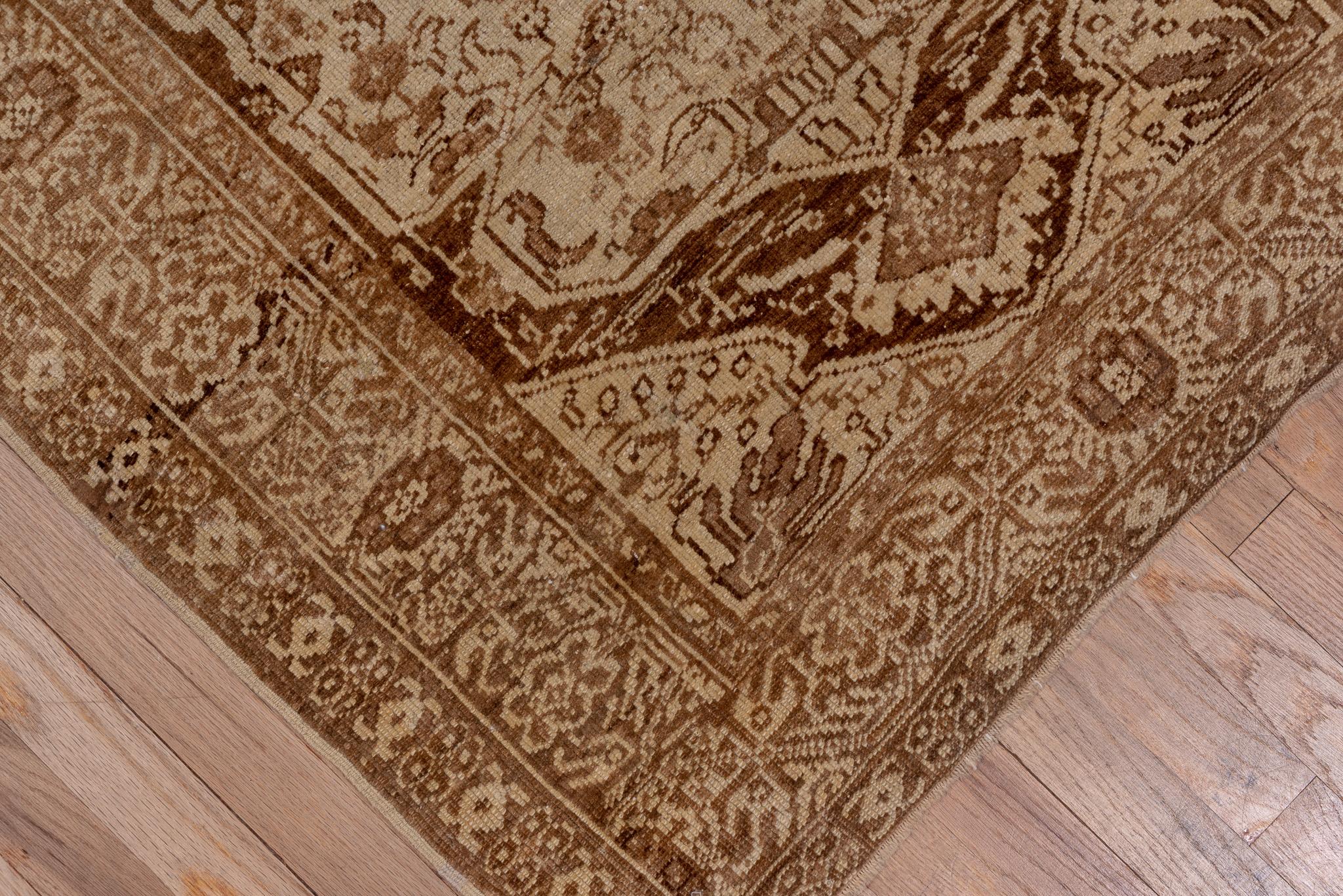 Wool Neutral Tan Oushak Antique Runner For Sale