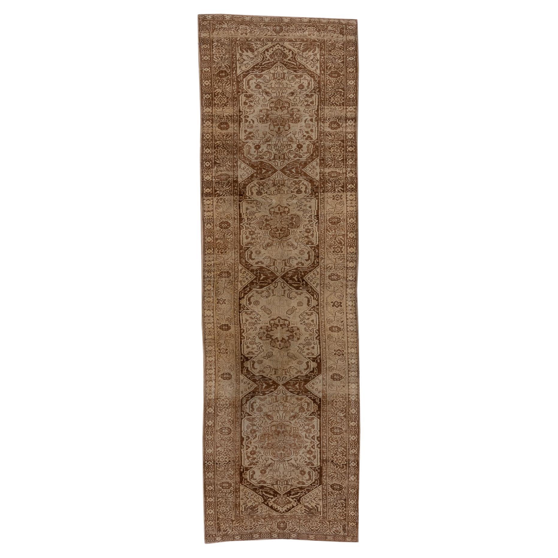 Neutral Tan Oushak Antique Runner For Sale