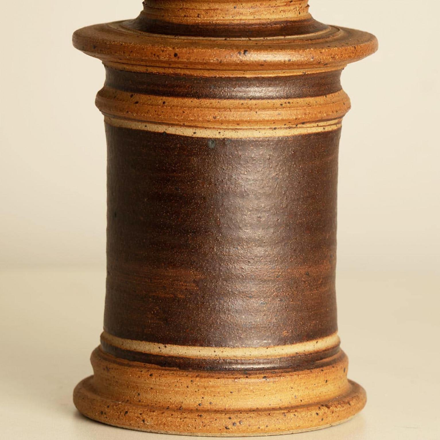 Danish Neutral Textured Ceramic Table Lamp, Natural Lampshade by R. Houben For Sale