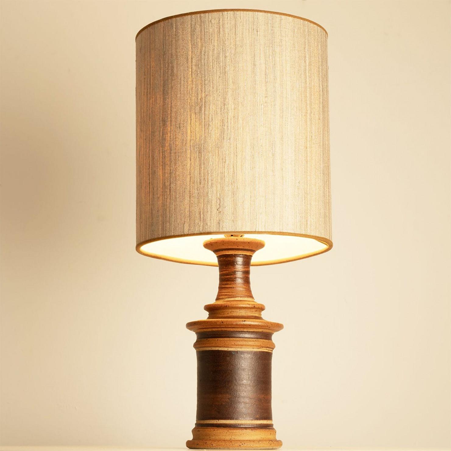 Other Neutral Textured Ceramic Table Lamp, Natural Lampshade by R. Houben For Sale