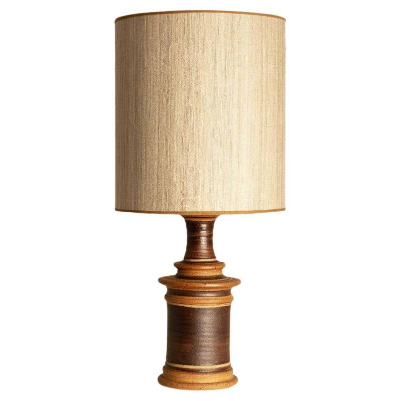 Neutral Textured Ceramic Table Lamp, Natural Lampshade by R. Houben For Sale