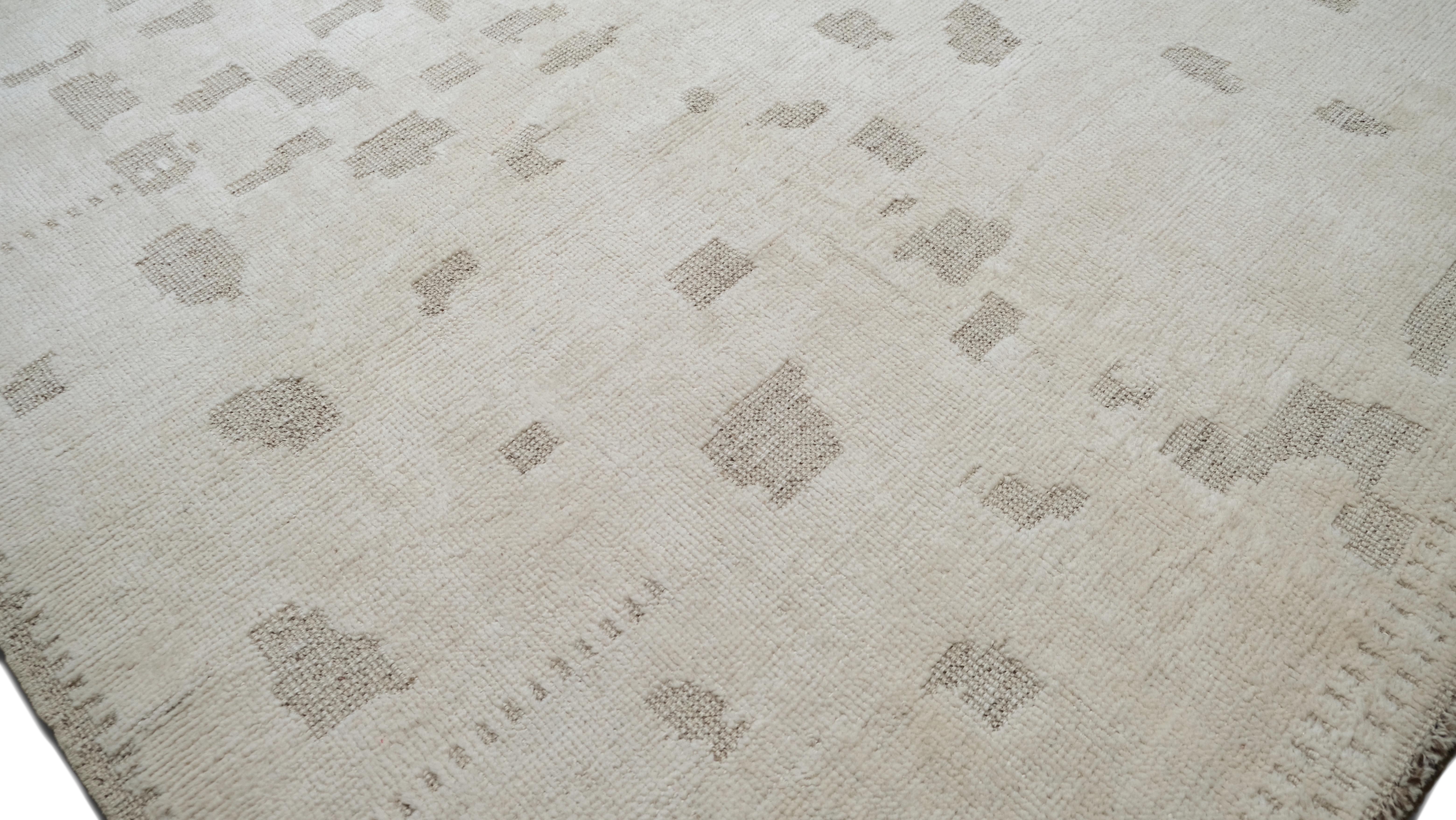 Alfombra de lana anudada a mano con textura tonal neutra 12'5''x15' Pakistaní en venta