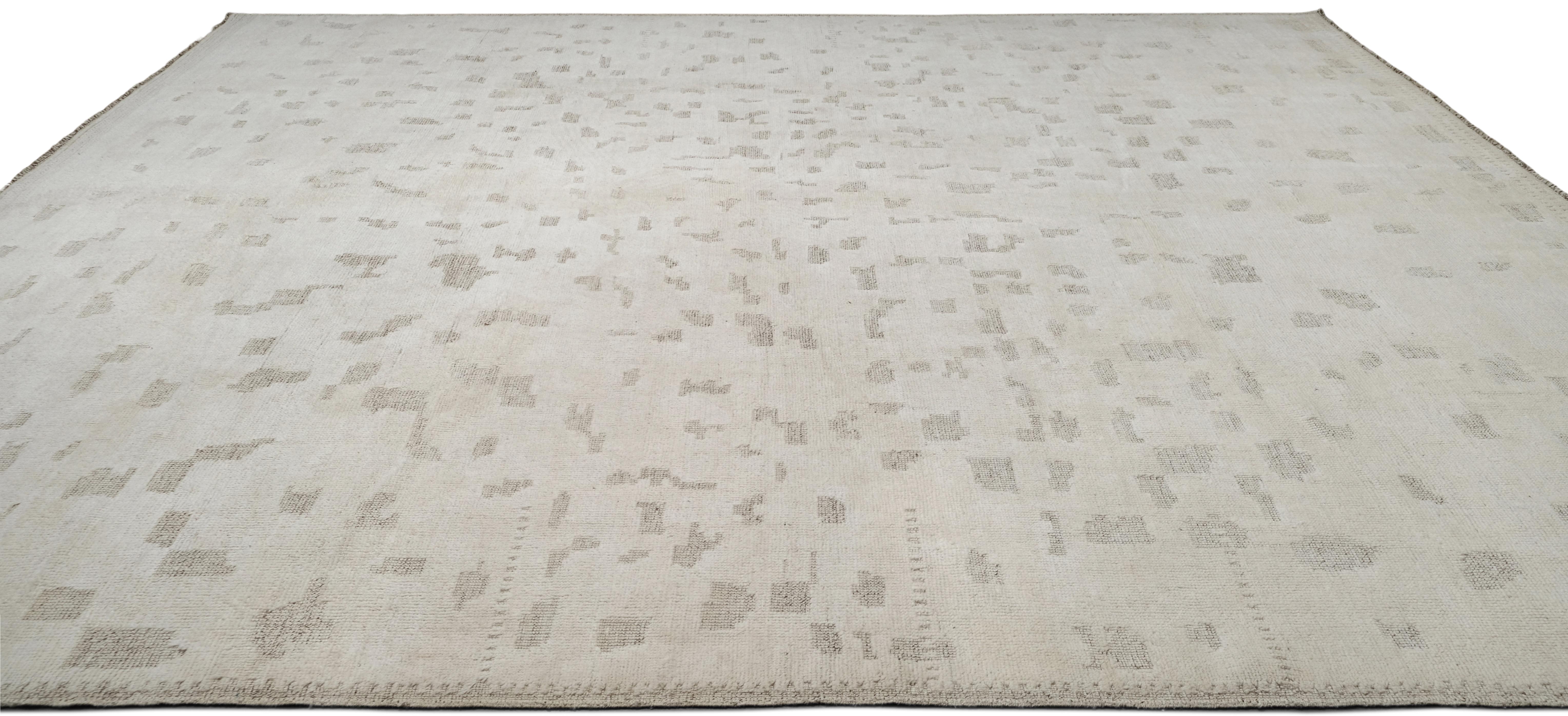 Alfombra de lana anudada a mano con textura tonal neutra 12'5''x15' Anudado a mano en venta