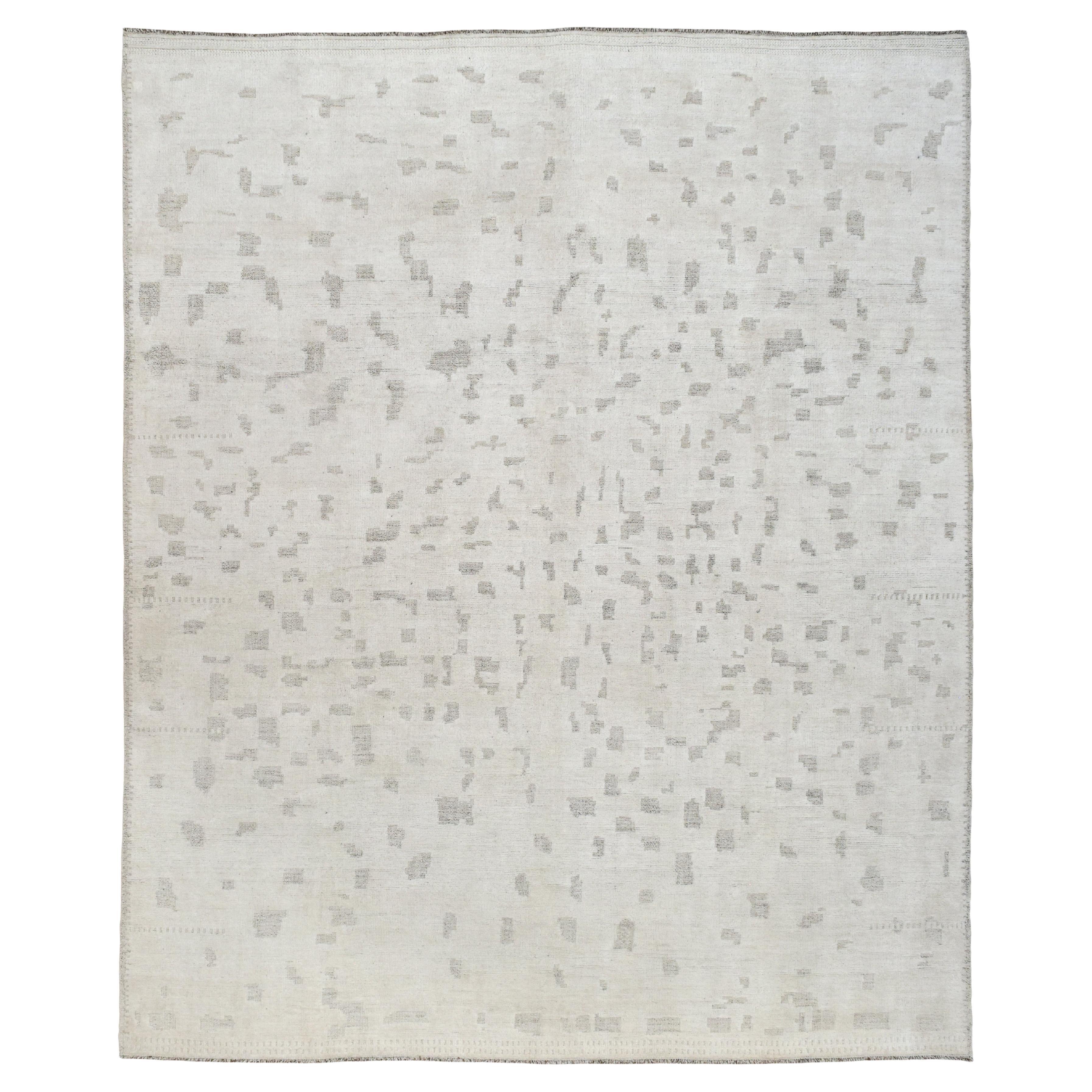 Neutral Tonal Textured Hand Knotted Wool Rug 12'5''x15'