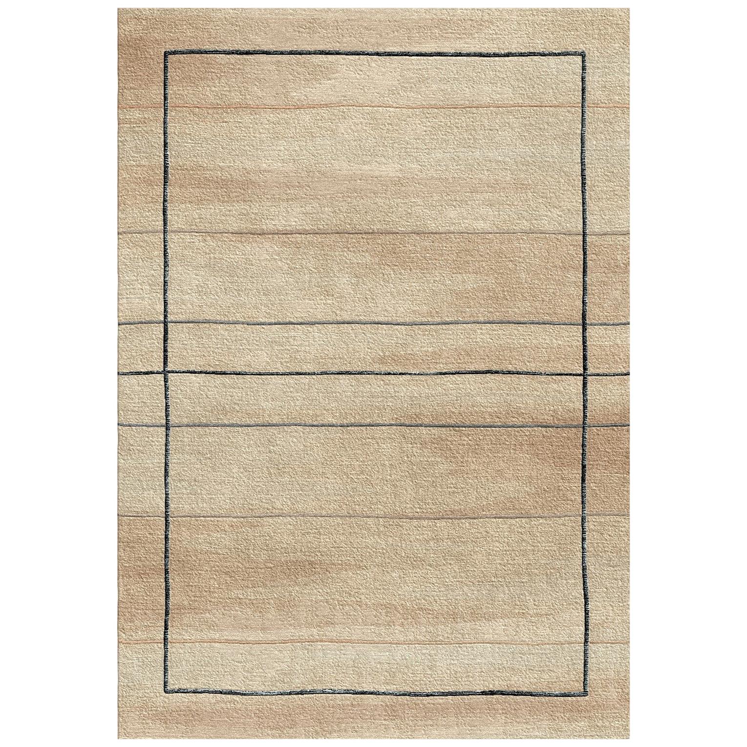 Neutral Tone Wool and Silk Rug from Scandinavian Collection by Gordian For Sale