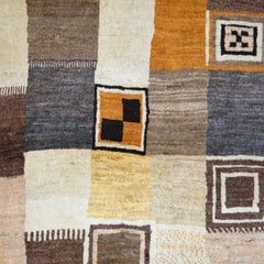 Wool, Persian Luri Gabbeh Tribal Rug, Neutral Squares, 4' x 6'