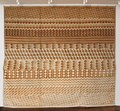 Neutral Toned Oversized Persian Wool Rug, Architectural Geometric Design, 13x15