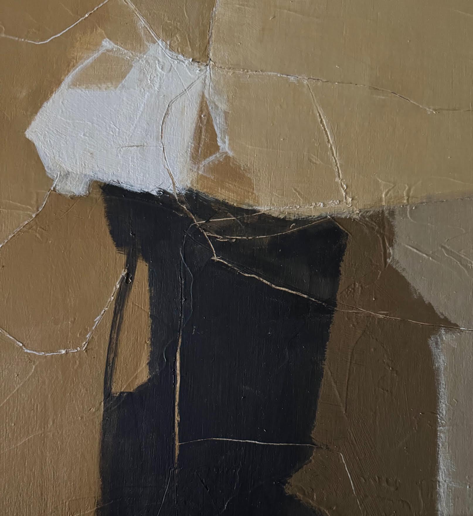 Neutrale Töne mit schwarzer Acrylmalerei des Künstlers Patrick Phillips, U.S.A. (amerikanisch) im Angebot