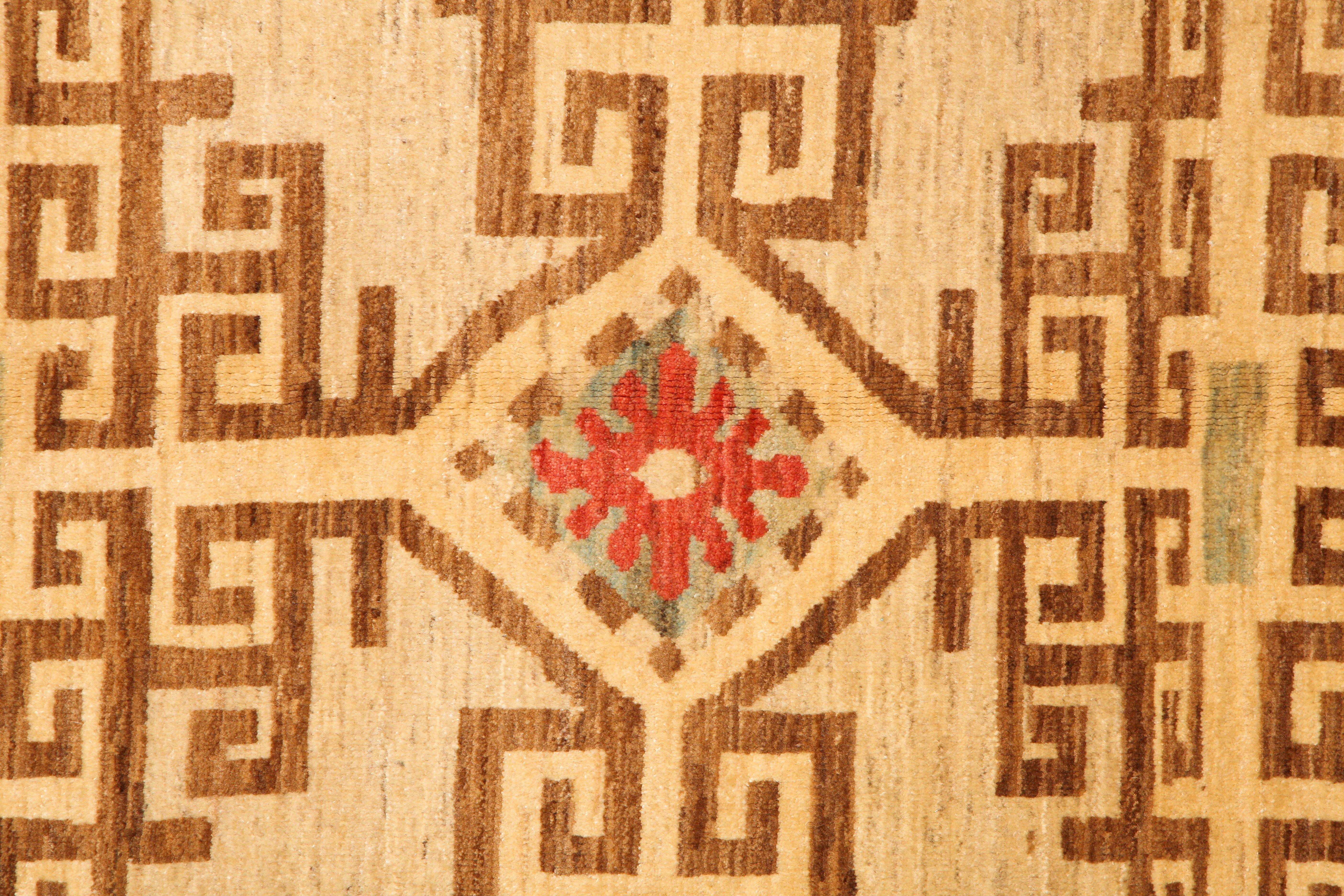 Neutrale Stammes-Wolle persischen Bereich Teppich mit Rot, Teal, und Brown 8' x 10' im Angebot 3
