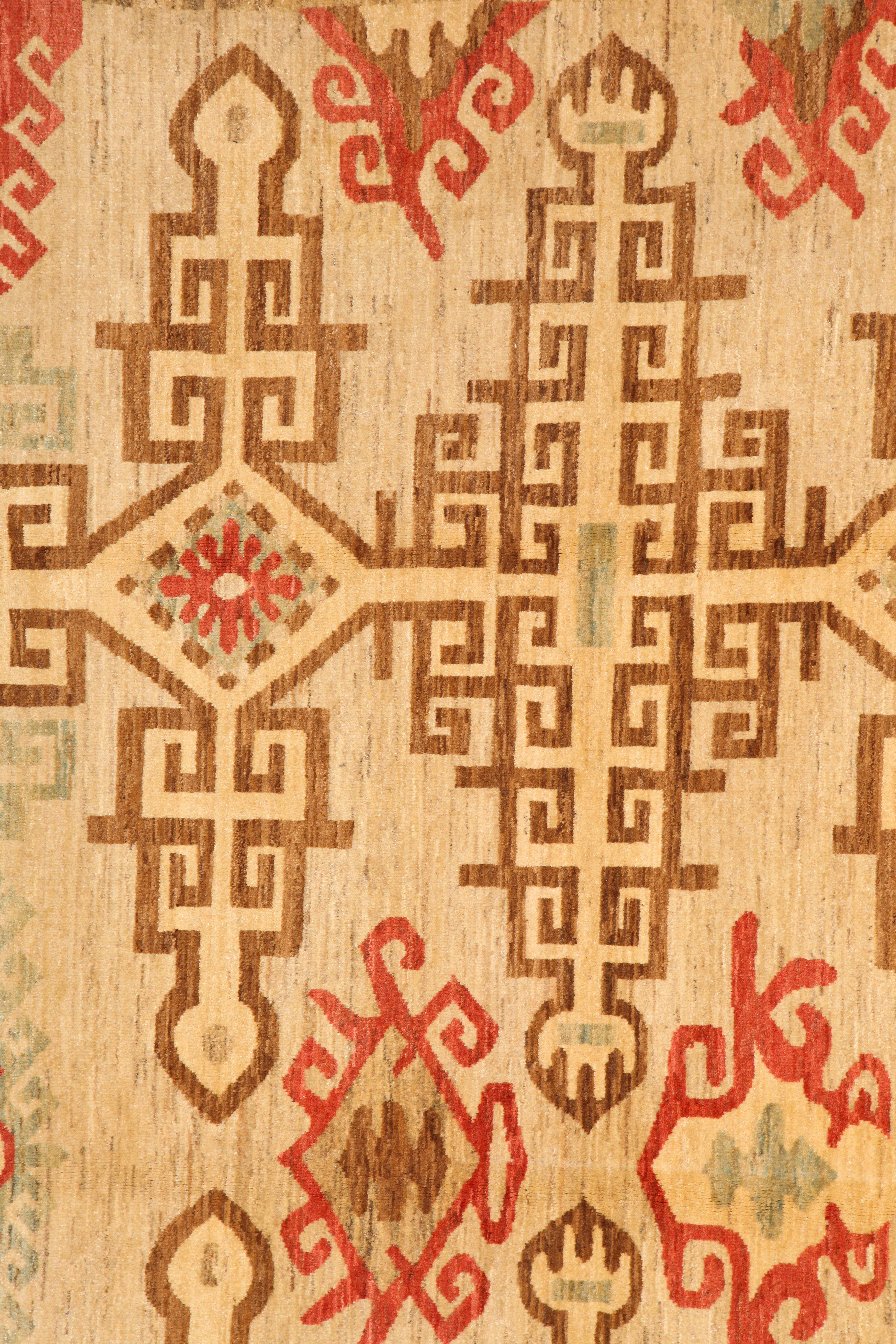 Neutrale Stammes-Wolle persischen Bereich Teppich mit Rot, Teal, und Brown 8' x 10' (Persisch) im Angebot