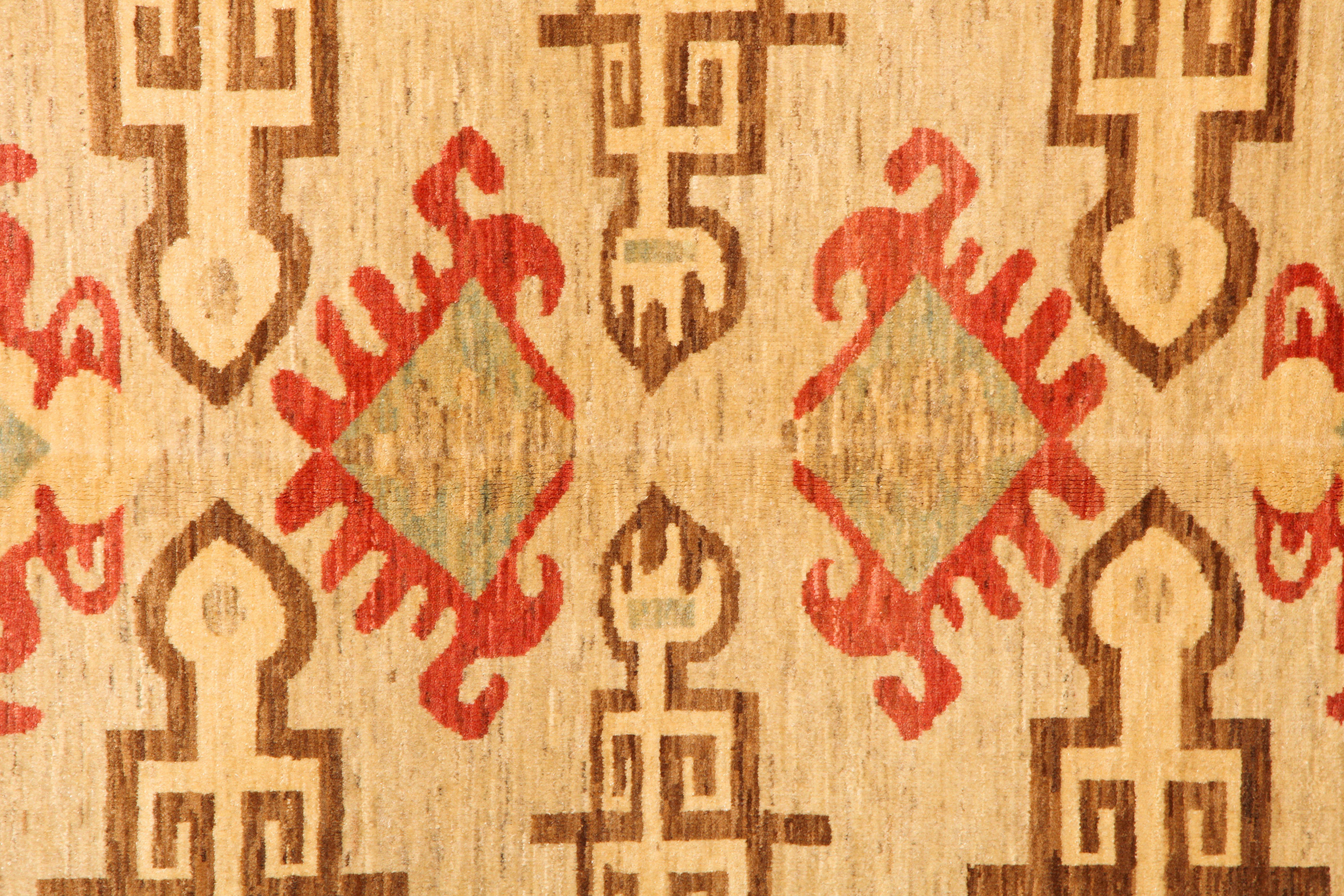 Neutrale Stammes-Wolle persischen Bereich Teppich mit Rot, Teal, und Brown 8' x 10' im Angebot 2