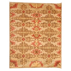 Neutral Tribal Wool Persian Area Rug with Red, Teal, and Brown 8' x 10'