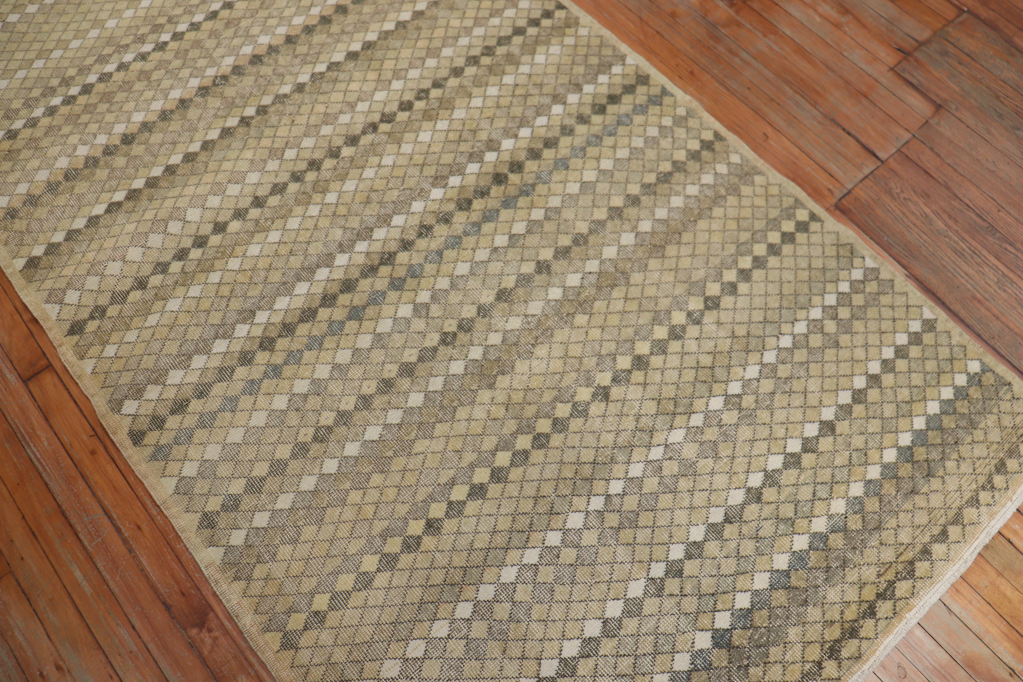 Mid-Century Modern Neutral Turkish Deco Runner For Sale