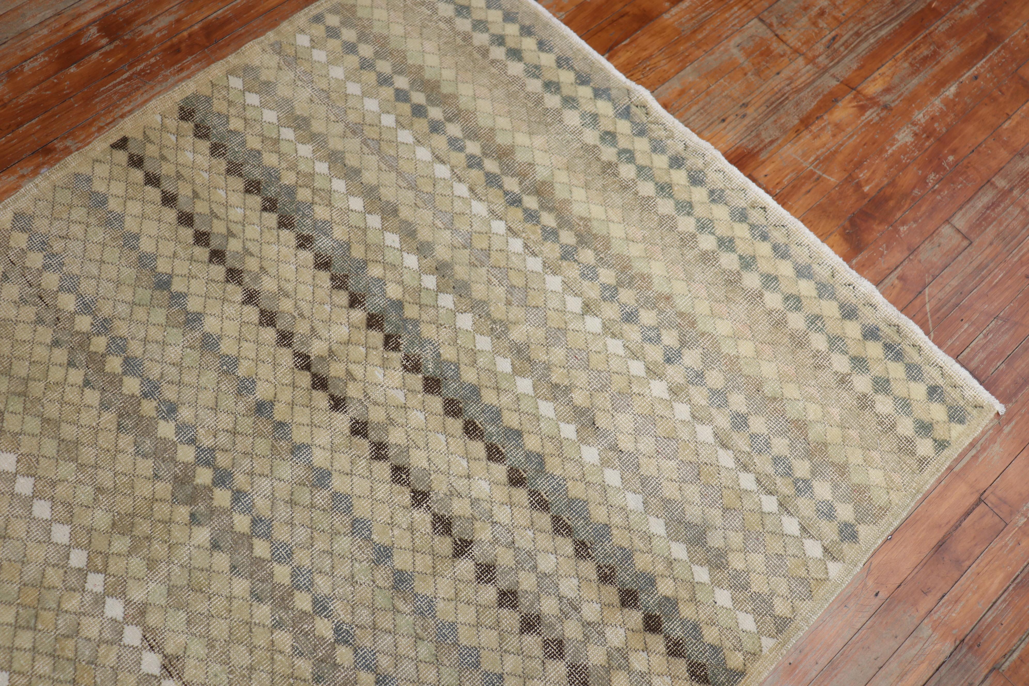 Mid-20th Century Neutral Turkish Deco Runner For Sale