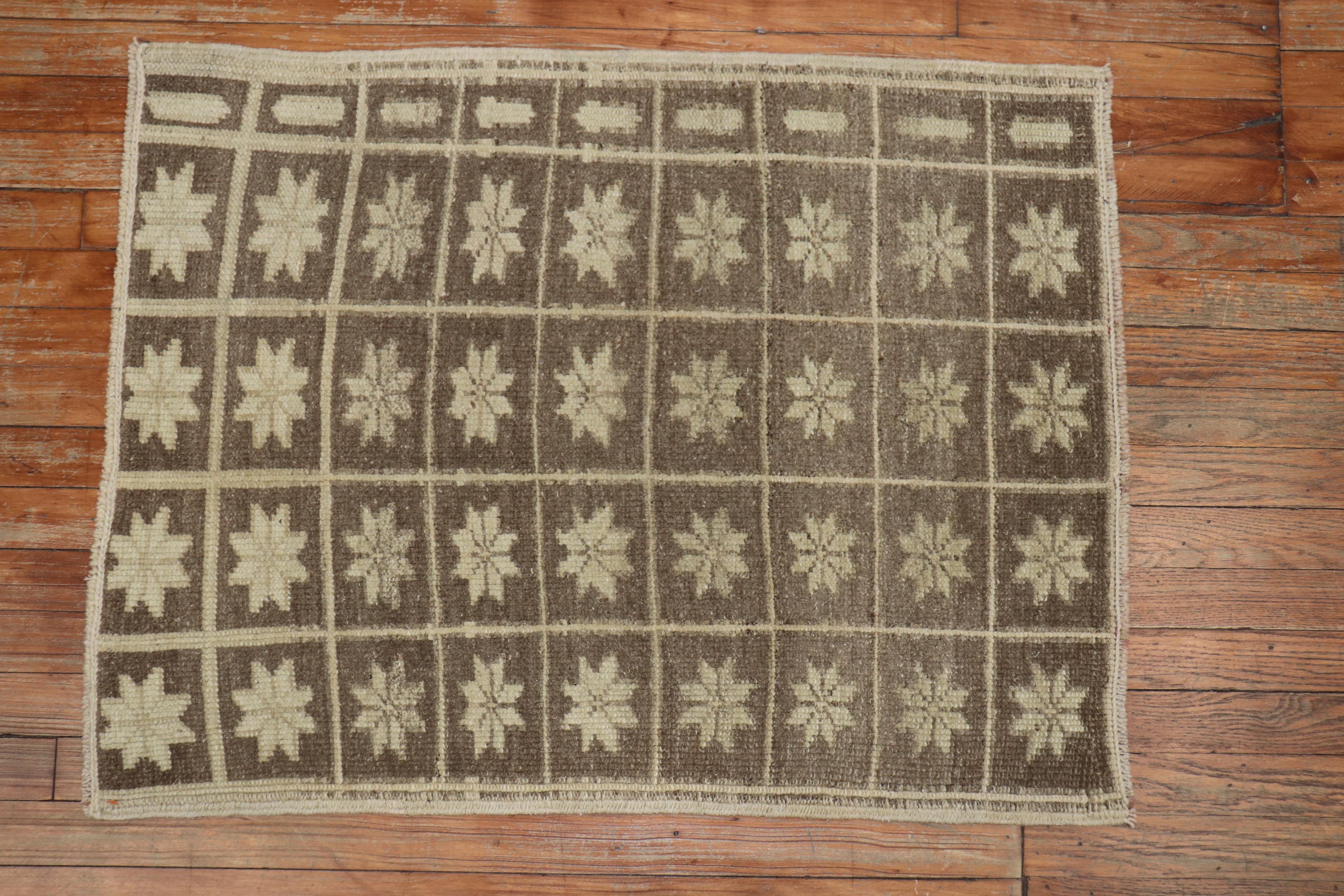 Hand-Knotted Neutral Turkish Fragment Rug