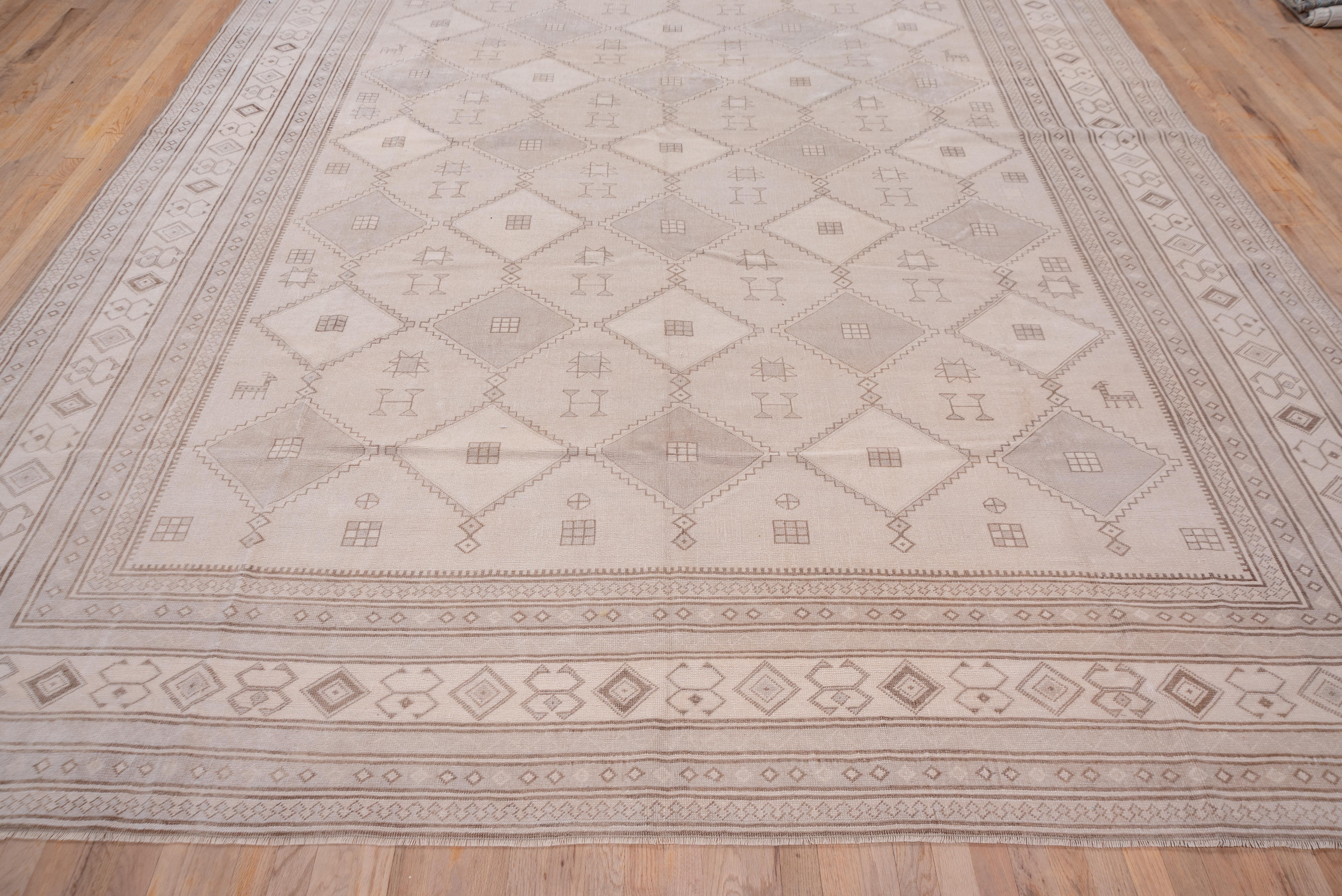 Hand-Knotted Neutral Turkish Oushak Carpet